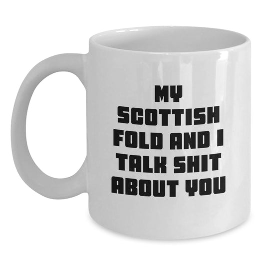 Funny Gifts from Friends for Scottish Fold Cat Lovers White Coffee Mug - Main