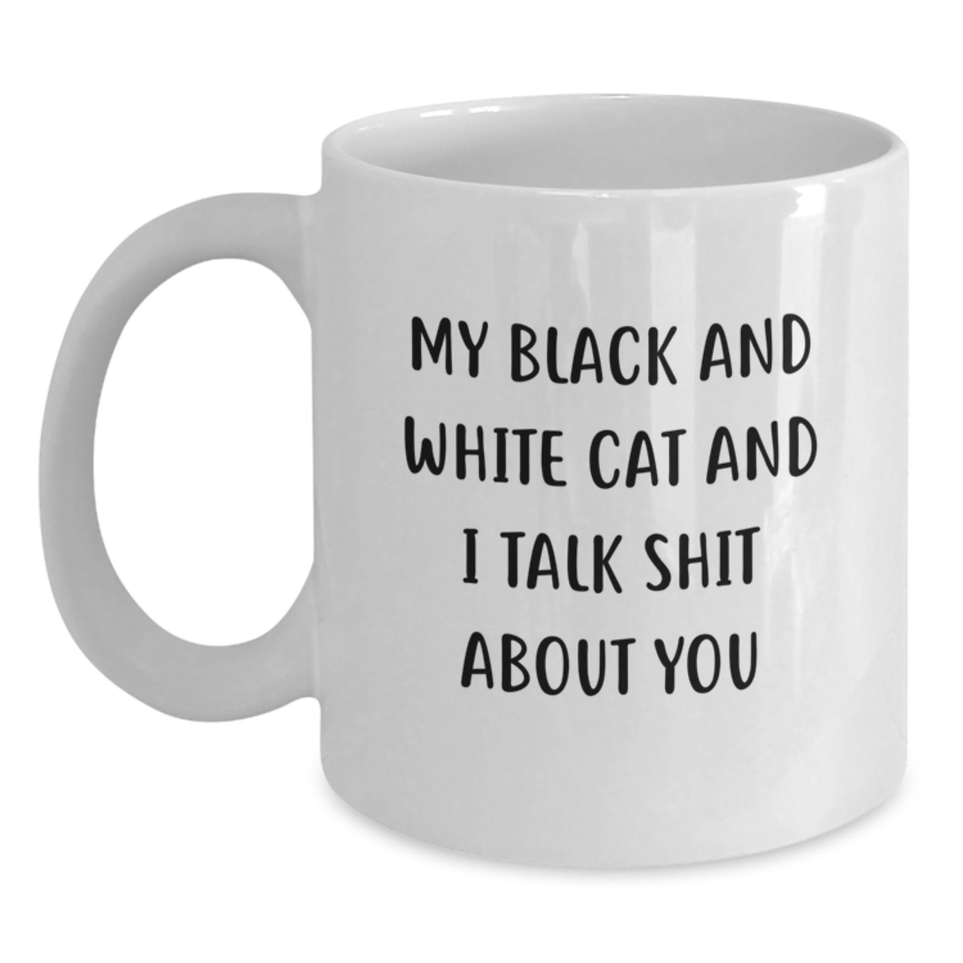 Funny Black and White Cat White Coffee Mug, Unique Valentine's Gifts from Men to Black and White Cat Lovers - Main