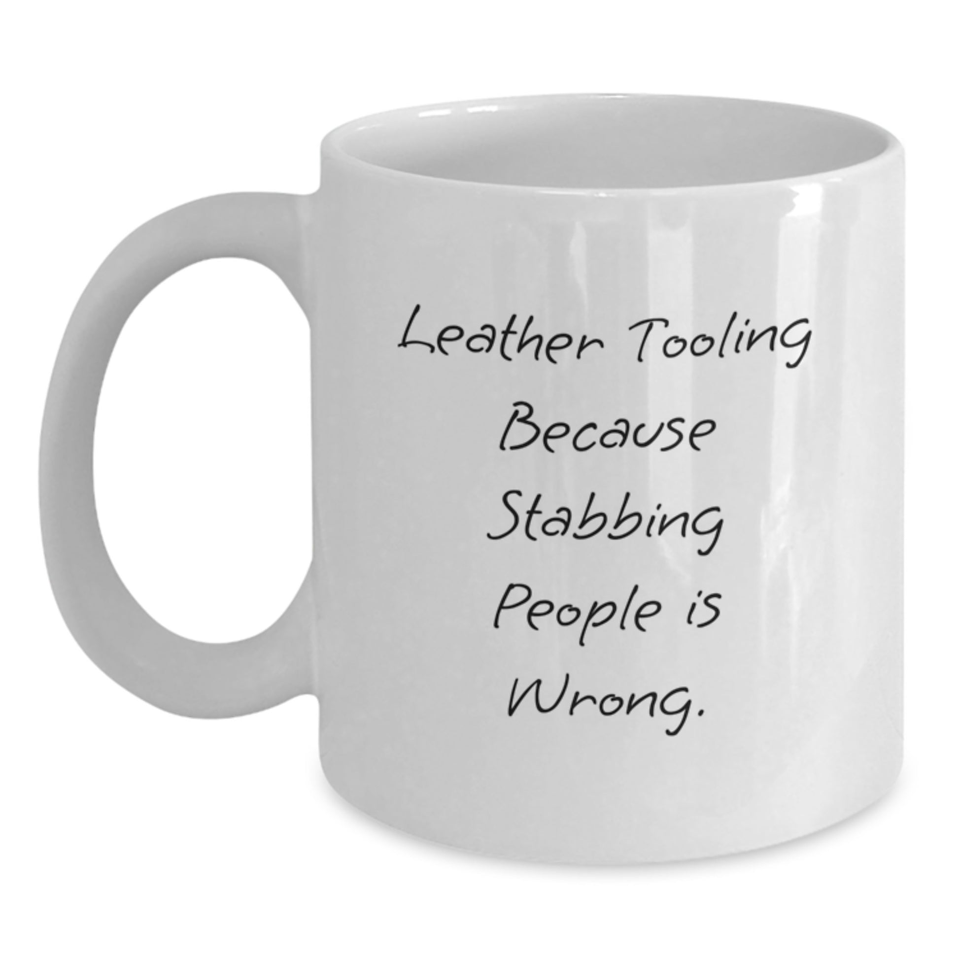 Leather Tooling Inspired Funny White Coffee Mug, Gifts from Friends and Family, Christmas Unique Items - Main
