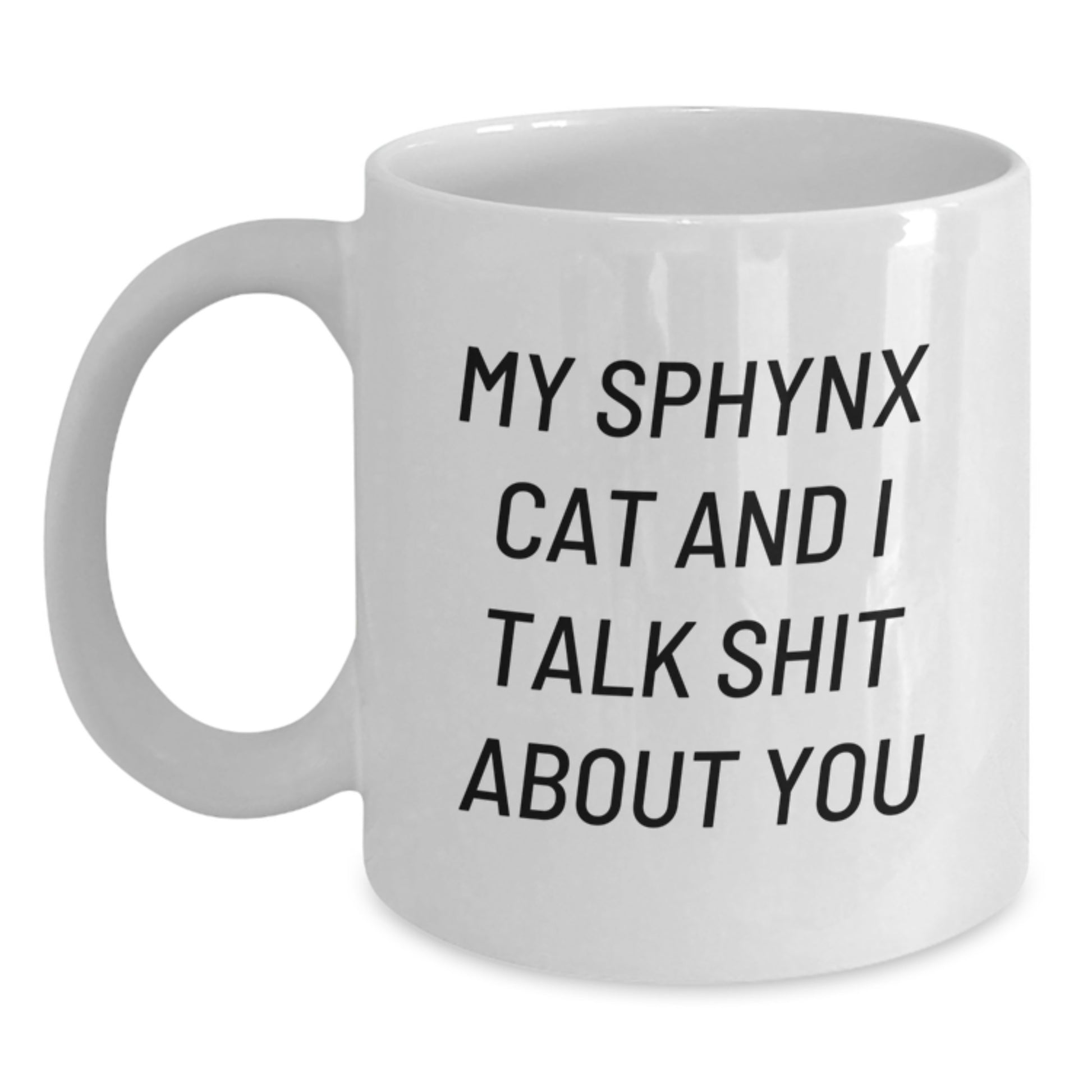 Funny Sphynx Cat Gifts for Men White Coffee Mug - My Sphynx Cat And I Talk Shit About You Christmas Unique - Main