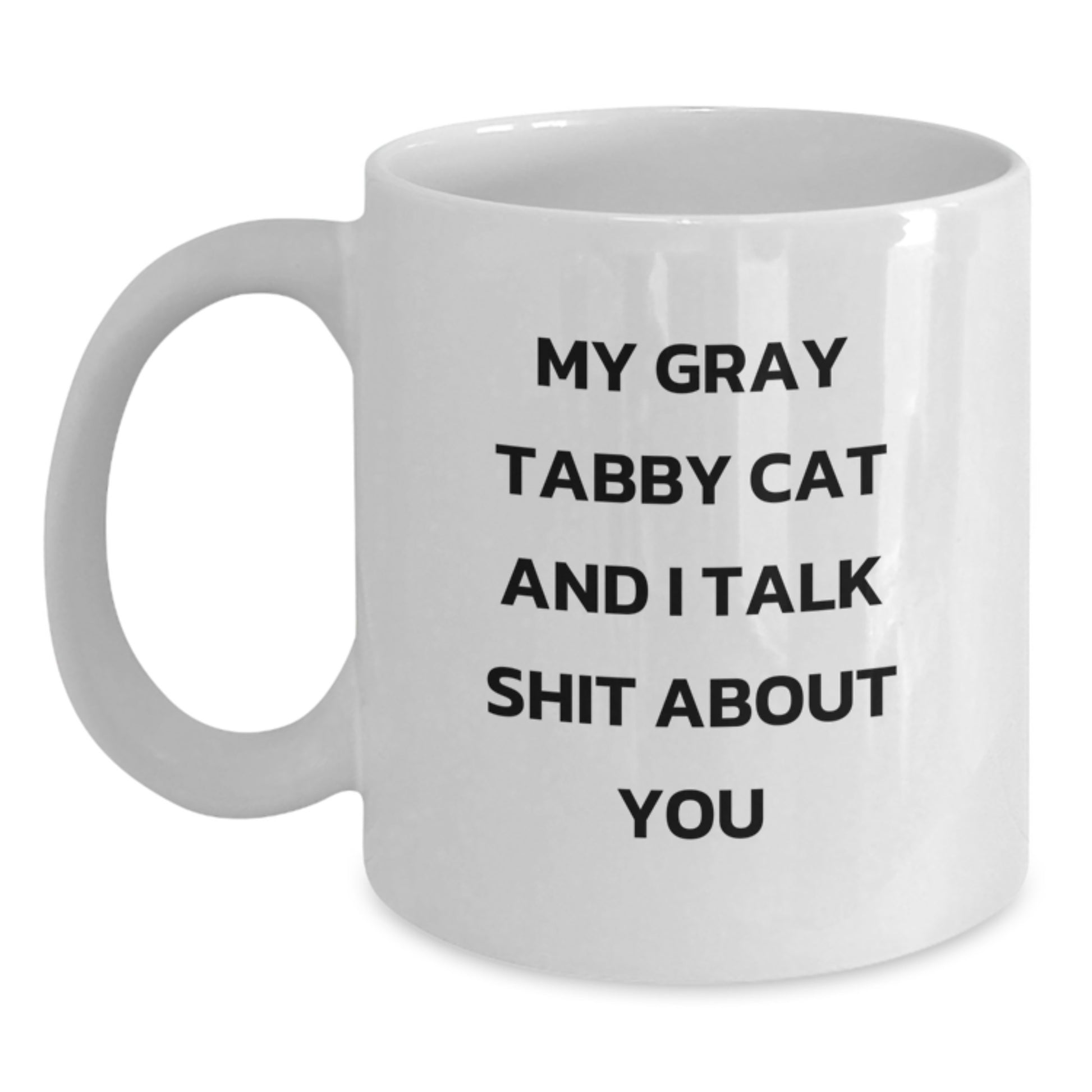 Funny Gray Tabby Cat Gifts from Men to Women Friends on Valentine's Unique White Coffee Mugs - Main