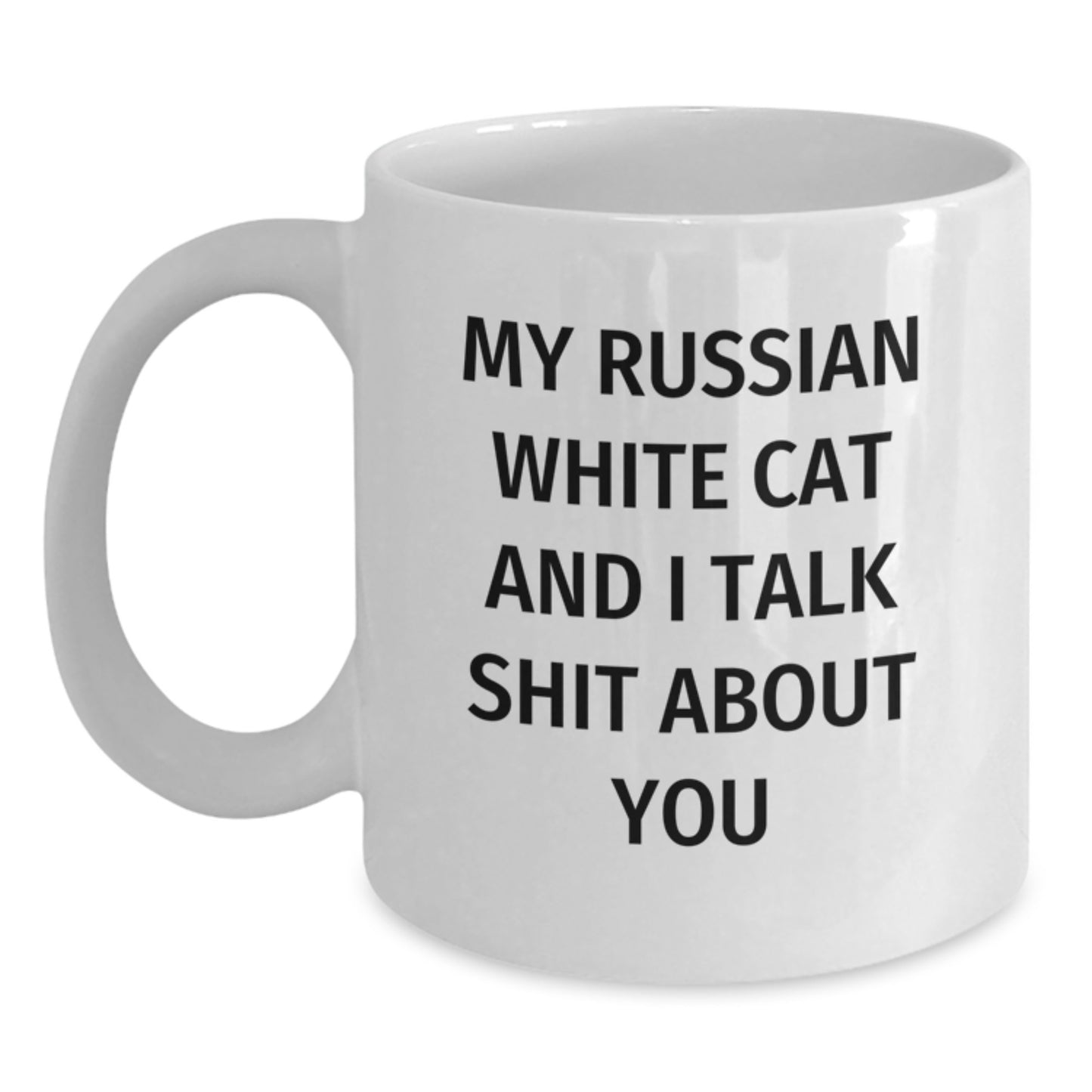 Funny Russian White Cat Gifts for Russian White Cat Lover Friends and Family - White Coffee Mug - Main