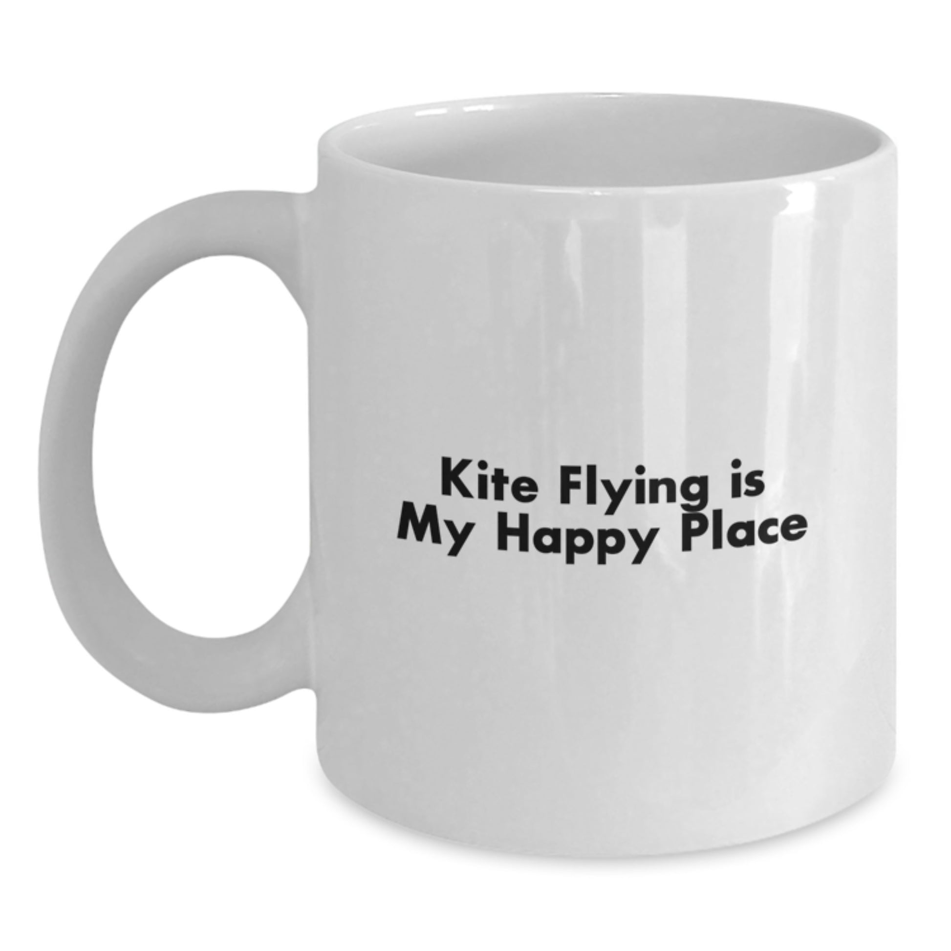 Funny Kite Flying Gifts for Men Women Friends Family White Coffee Mug, Valentine's Unique Items from Friends, Kite Flying Is My Happy Place Quote - Main