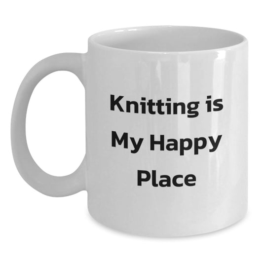 Knitting Gifts for Women Friends Family, Funny Quote White Coffee Mug, Valentine's Unique Gift from Mom Dad Sister, 11oz 15oz Ceramic Mug - Main