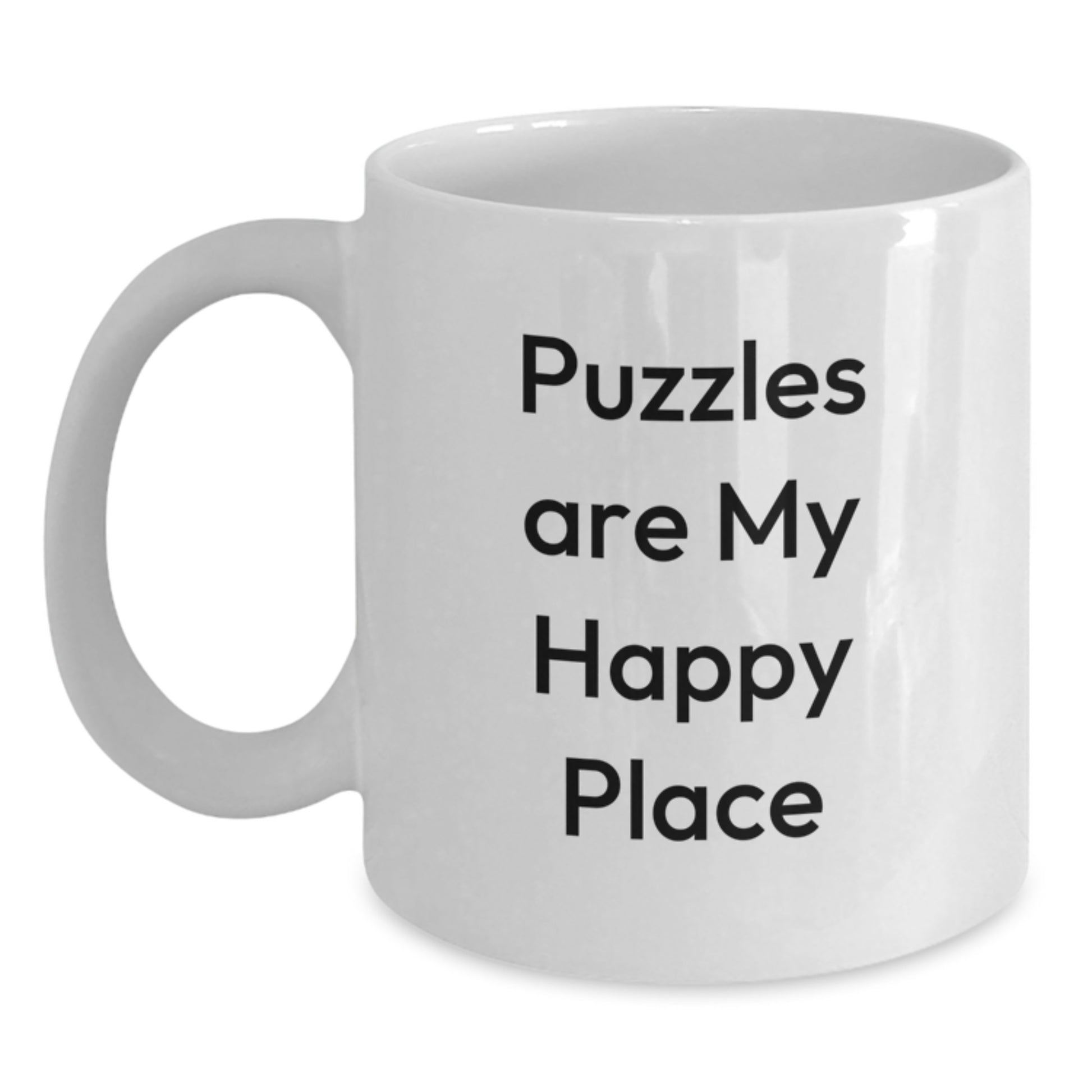 Funny Puzzle Lovers Gifts from Men to Women, White Coffee Mug with Puzzles Are My Happy Place Quote for Valentine's Unique Gifts - Main
