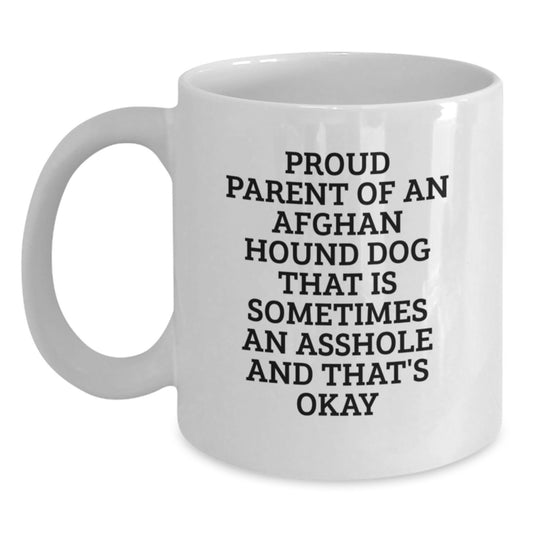 Funny Afghan Hound Dog Gifts from Mom, Unique Christmas Mugs for Women, Proud Parent White Coffee Mug, 11oz or 15oz Ceramic - Main