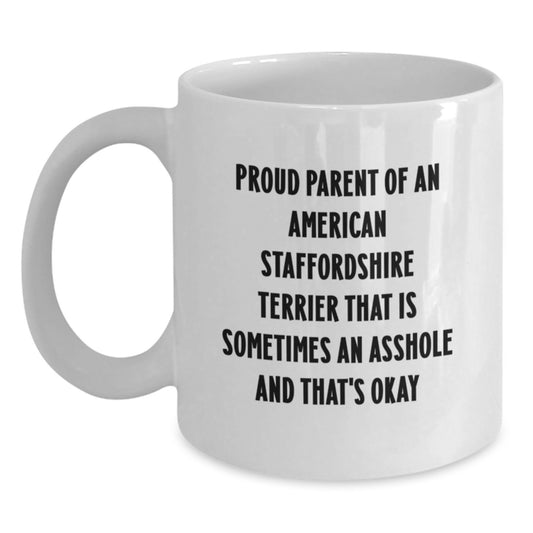 Funny American Staffordshire Terrier Dog Parent Gifts for Birthday - White Coffee Mug for Friends from Family - Main
