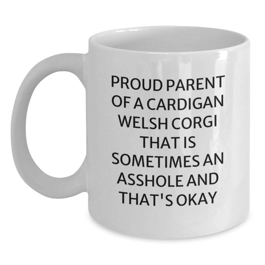 Funny Cardigan Welsh Corgi Dog Gifts from Mom to Daughter for Birthday Unique White Coffee Mugs with Proud Parent Quote - Main