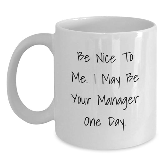 Funny Gifts for My Manager, Birthday Unique Mugs, Be Nice To Me. I May Be Your Manager One Day. - Main
