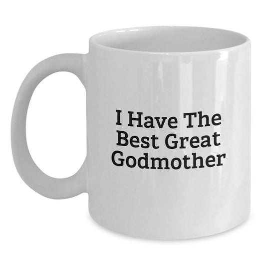 Funny Godmother Gifts, Great Godmother White Coffee Mug, Perfect for Dad's Day Unique Gifts from Family - Main