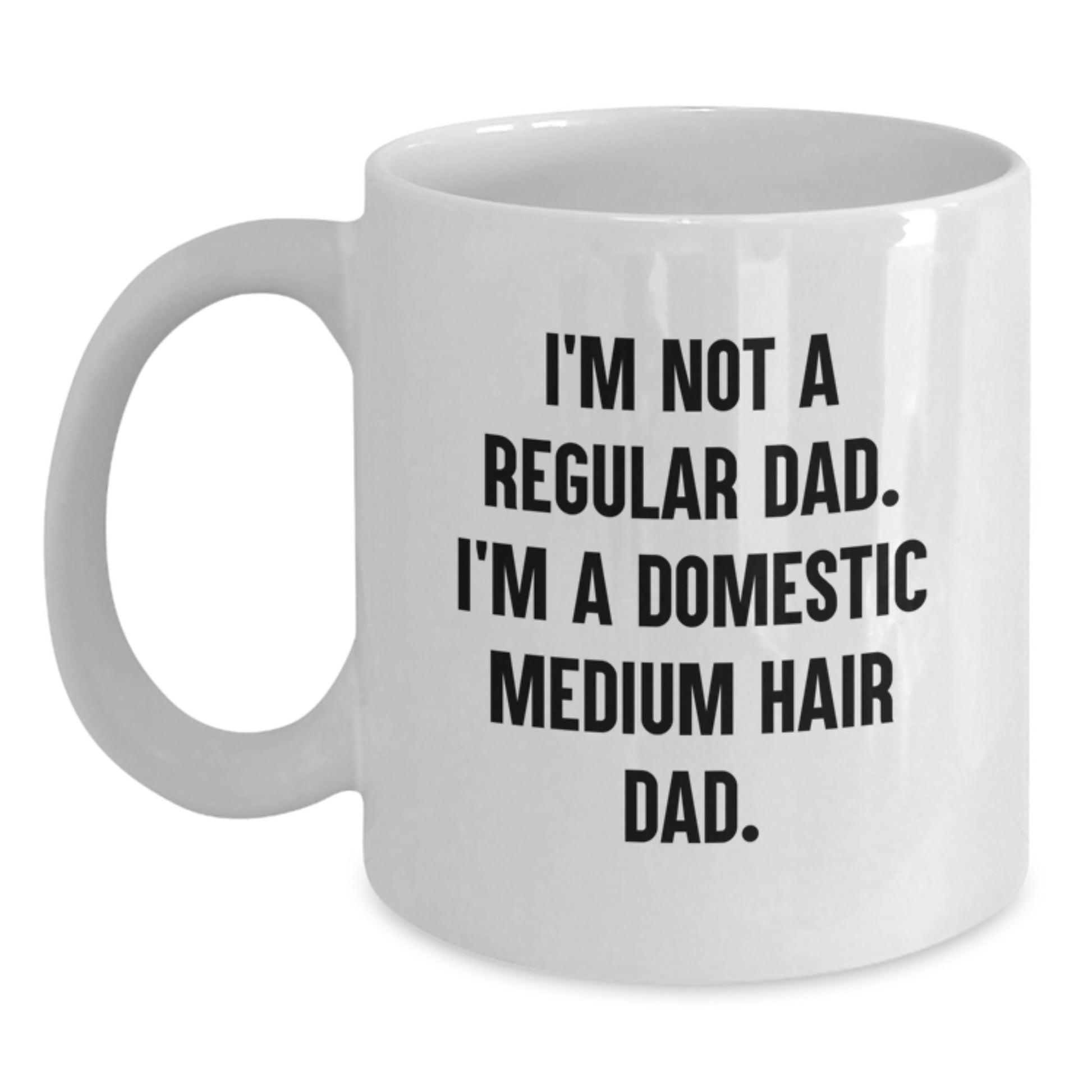 Funny Domestic Medium Hair Cat Dad Gifts for Men from Family, Unique White Coffee Mug for Graduation - Main