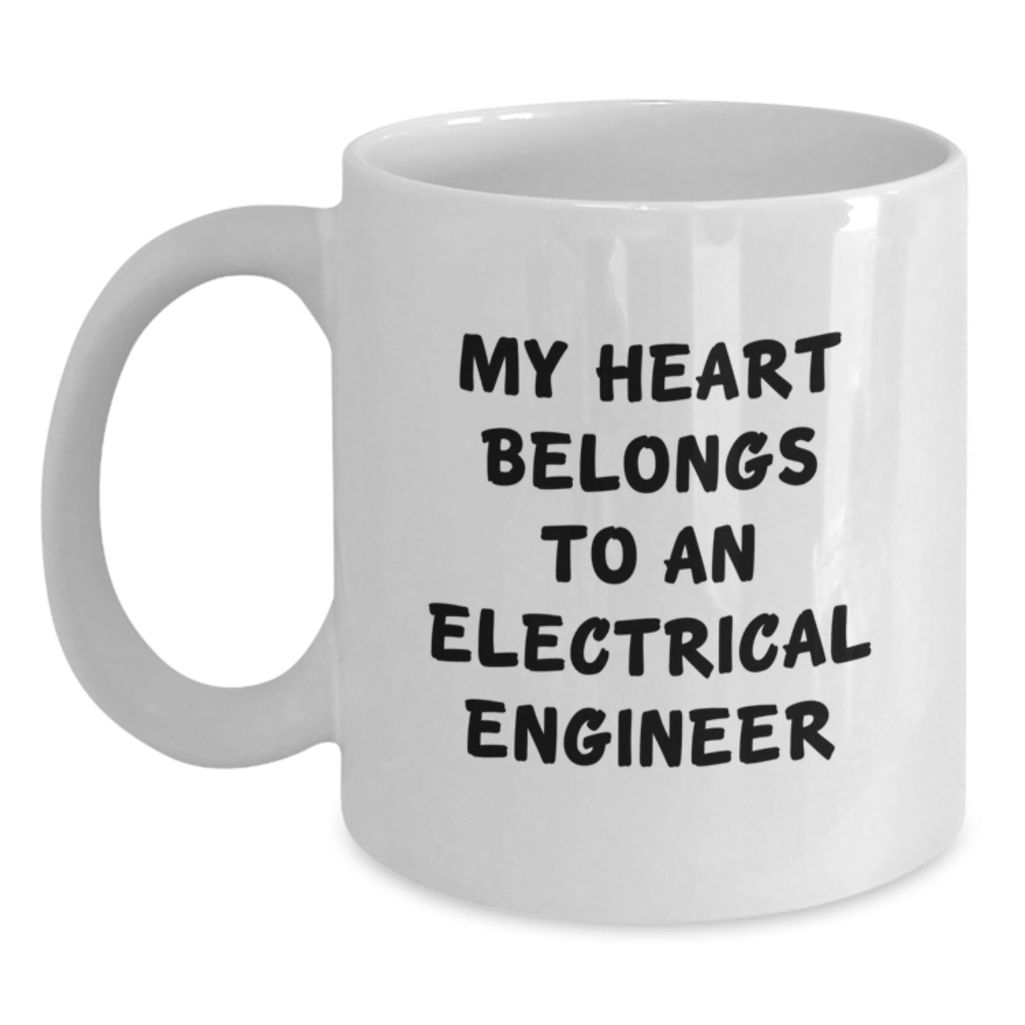 Funny Electrical Engineer Gifts from Friends - White Coffee Mug for My Heart Belongs To An Electrical Engineer Christmas Unique - Main