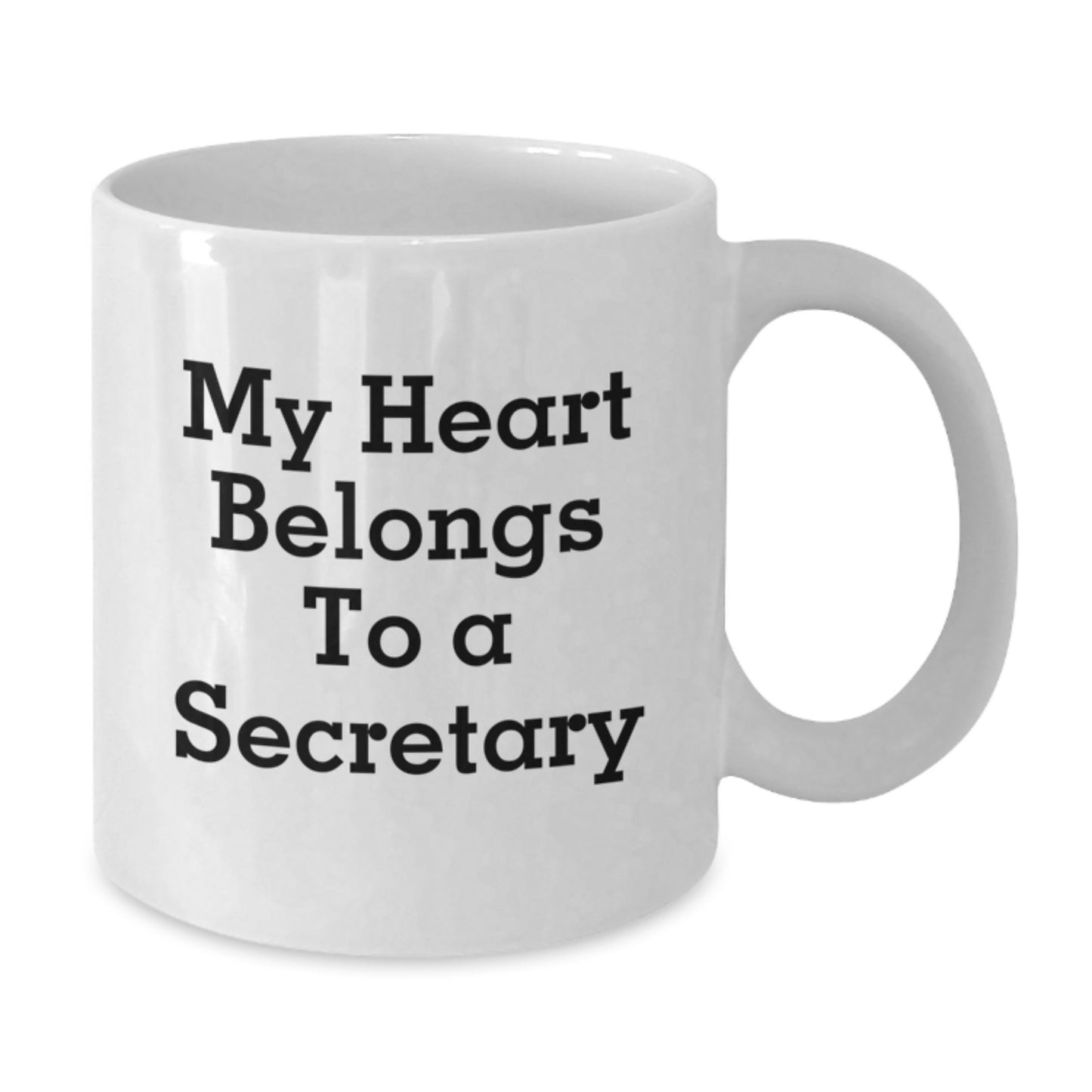 Funny Secretary Birthday Unique Gifts for Friends from Men, White Coffee Mug with Cute Quote - My Heart Belongs To A Secretary, Perfect Office Secretary Gifts - Additional