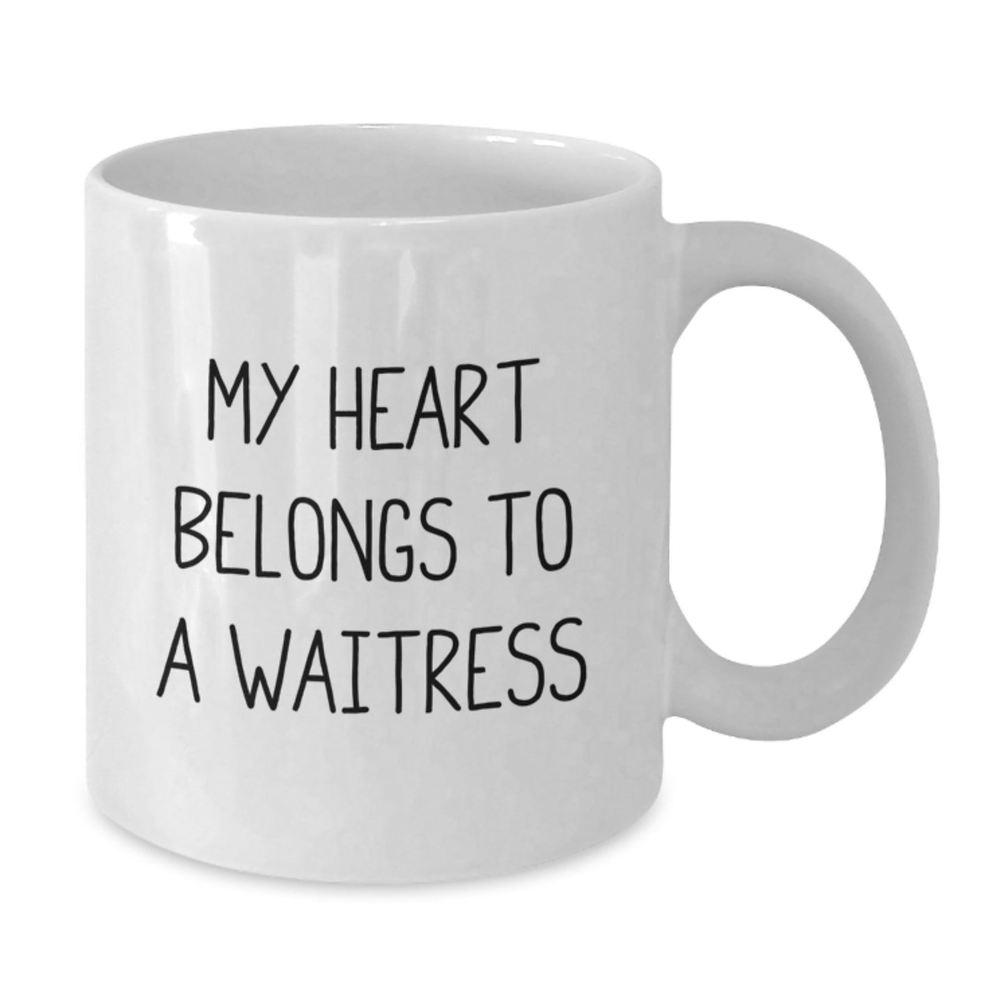 Funny Quote Gifts for Waitress from Friends, White Coffee Mug, Graduation Unique Gifts, 'My Heart Belongs To A Waitress' - Additional