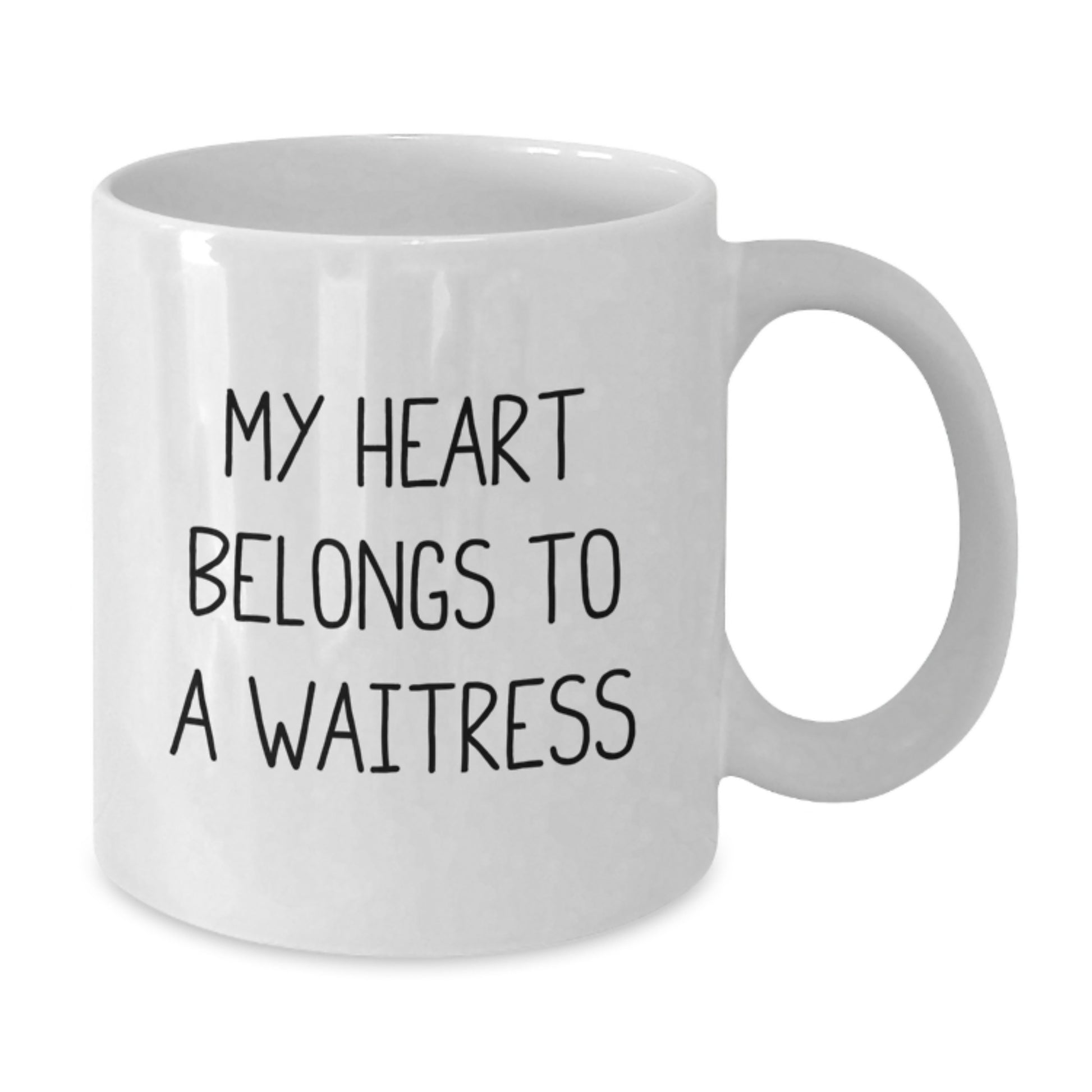 Funny Quote Gifts for Waitress from Friends, White Coffee Mug, Graduation Unique Gifts, 'My Heart Belongs To A Waitress' - Additional