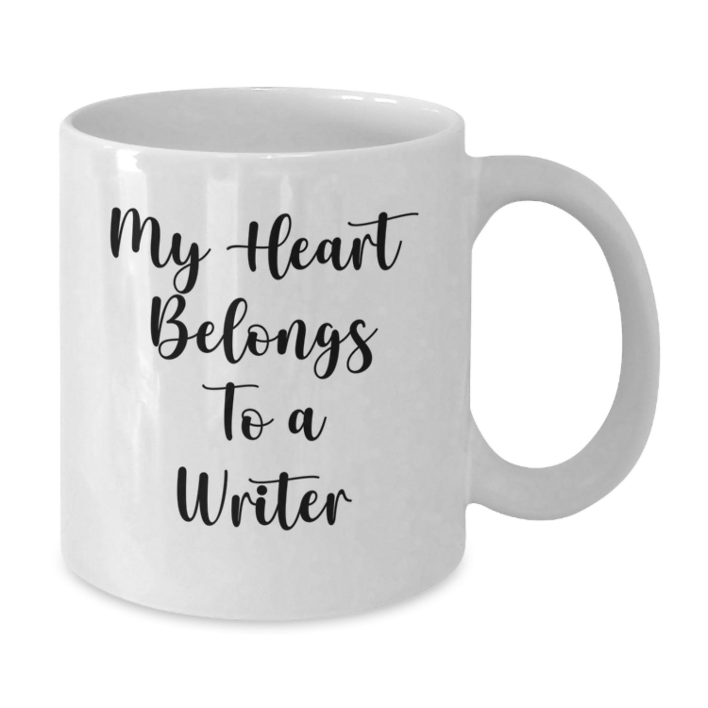 Funny Quote Gifts from Friends, Men, Women, or Family for a Writer on Valentine's - White Ceramic Coffee Mug with 'My Heart Belongs To A Writer' Quote - Best Writer Gifts - Additional