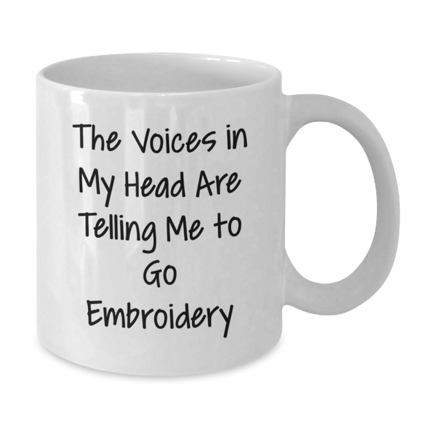 Funny Embroidery Gifts for Men Women Friends Coworkers Family - The Voices In My Head Are Telling Me To Go Embroidery White Coffee Mug, Graduation Unique Gifts from Friends and Family - Additional