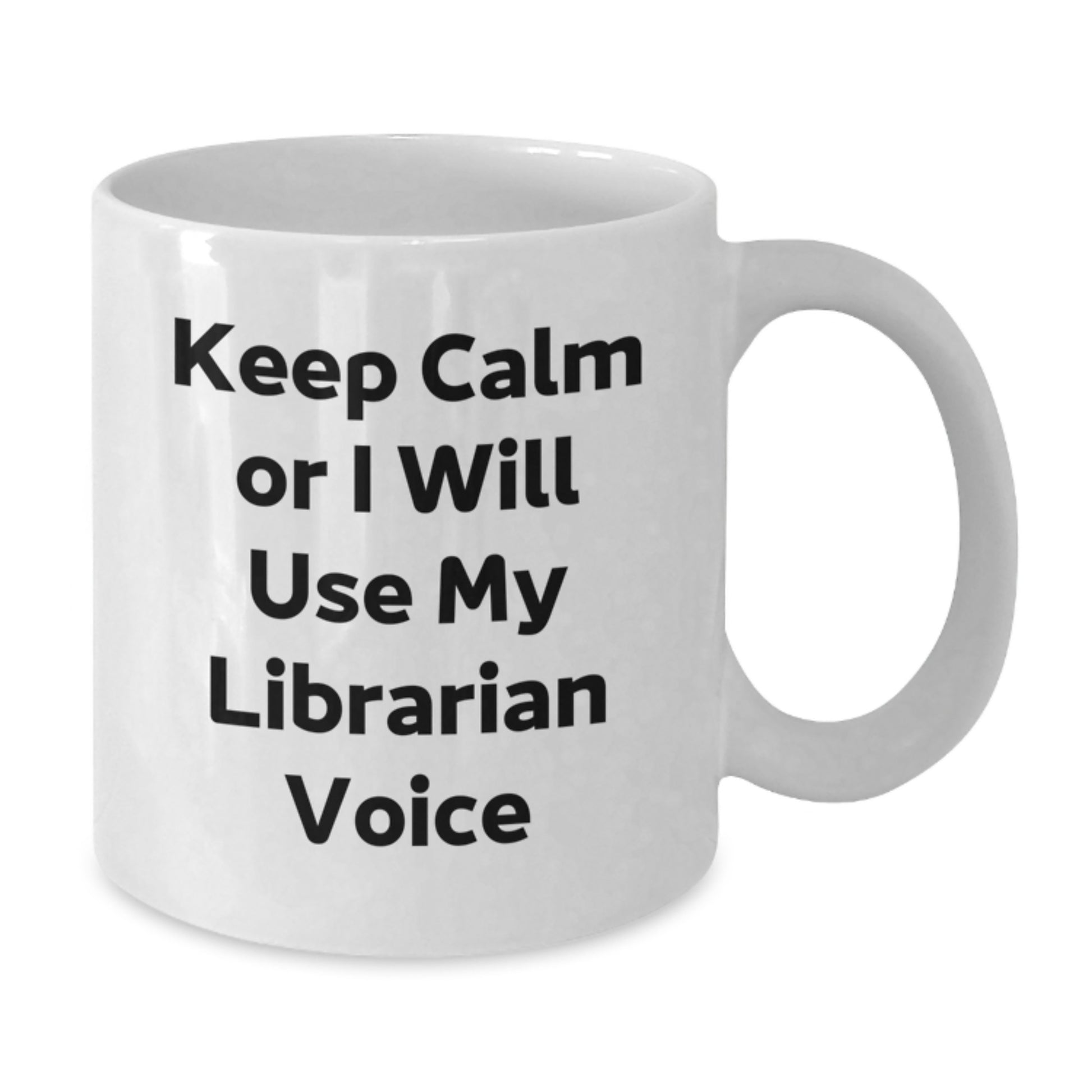 Funny Librarian Mug Gifts from Friends for Christmas, White Coffee Mug with Keep Calm Or I Will Use My Librarian Voice, Librarian Gifts for Women, Unique Librarian Mug - Additional