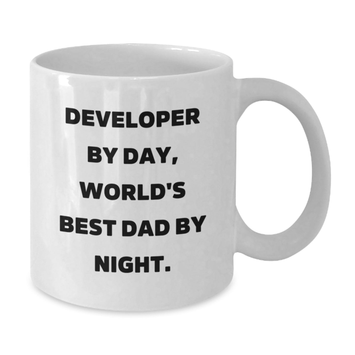 Funny Developer Gifts, Christmas Unique Mugs for Coders, White Coffee Mug Developer By Day World's Best Dad By Night - Additional
