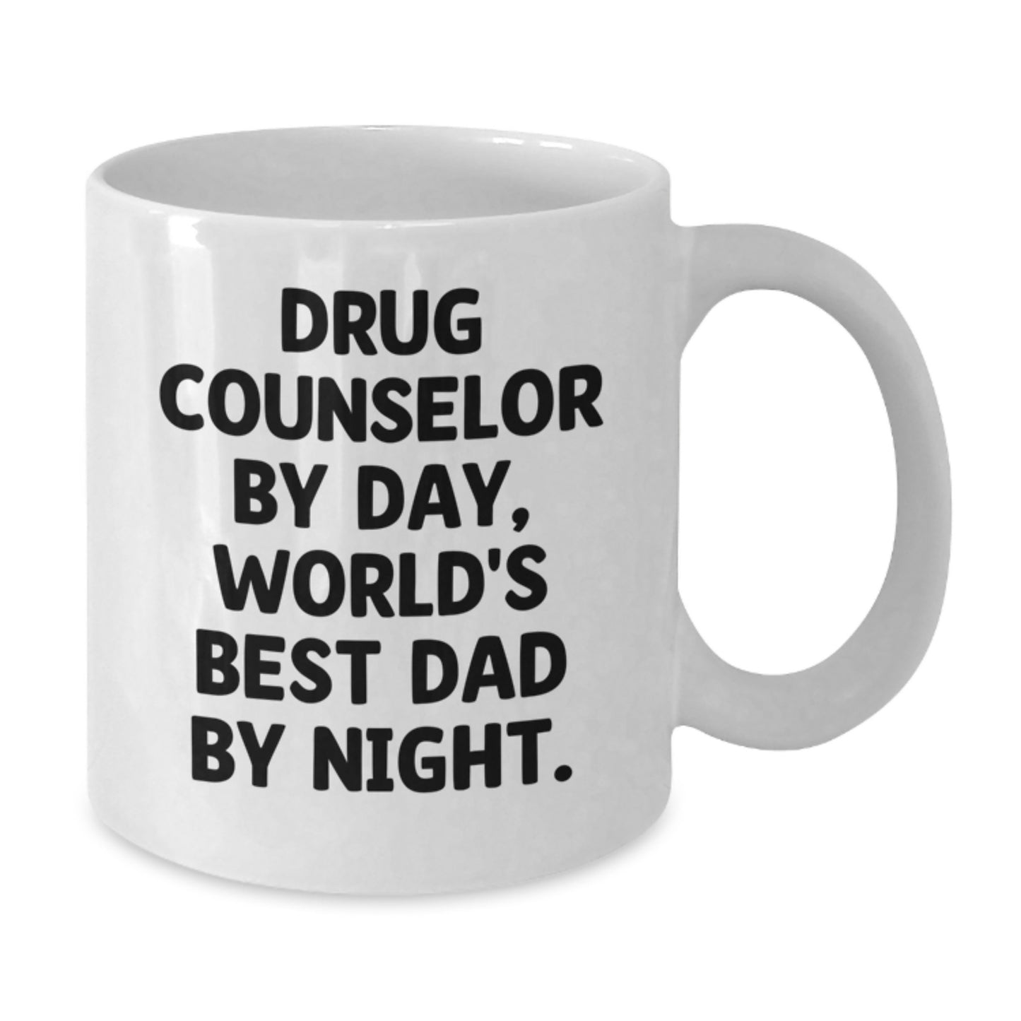 Funny Drug Counselor Gifts for Men, White Coffee Mug, 'Drug Counselor By Day, World's Best Dad By Night' Quote, Unique Christmas Unique Gifts from Husband - Additional