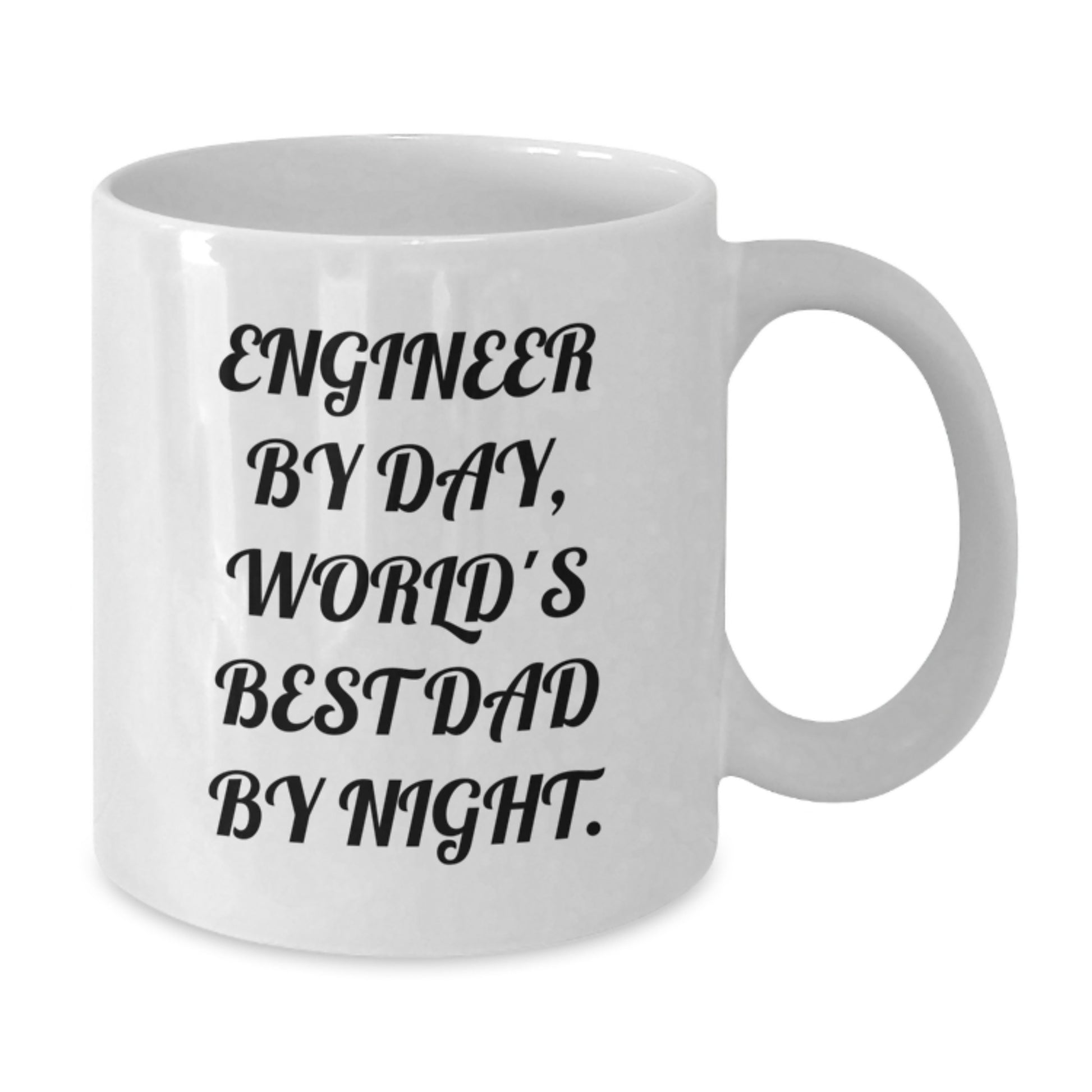 Funny Engineer Gifts for Men, White Coffee Mug, 'Engineer By Day, World's Best Dad By Night.', Birthday Unique Gifts from Dad to Engineer - Additional
