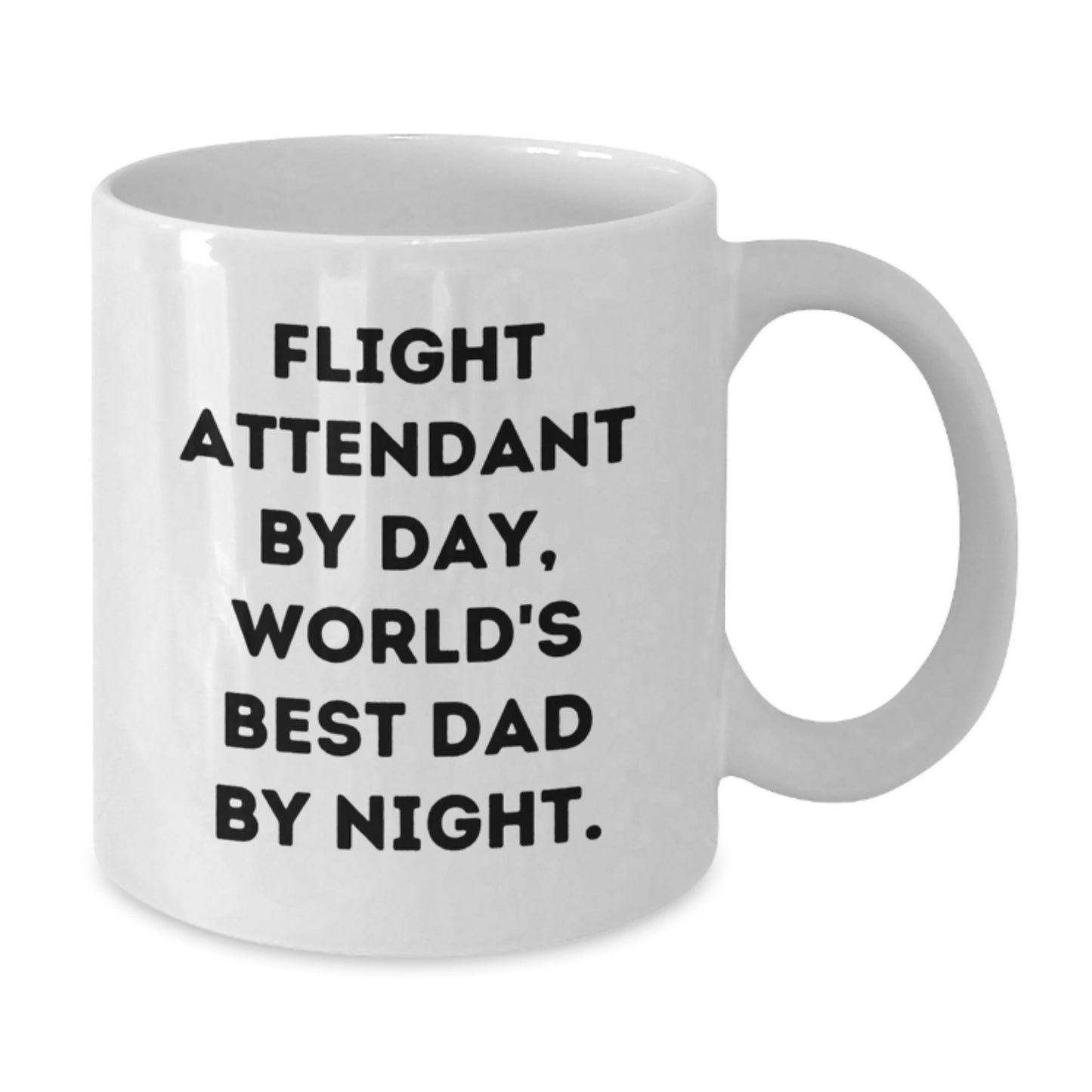 Funny Flight Attendant Gifts for Men - 'Flight Attendant By Day, World's Best Dad By Night.' White Coffee Mug, Unique Birthday Unique Gifts from Men to Men - Additional