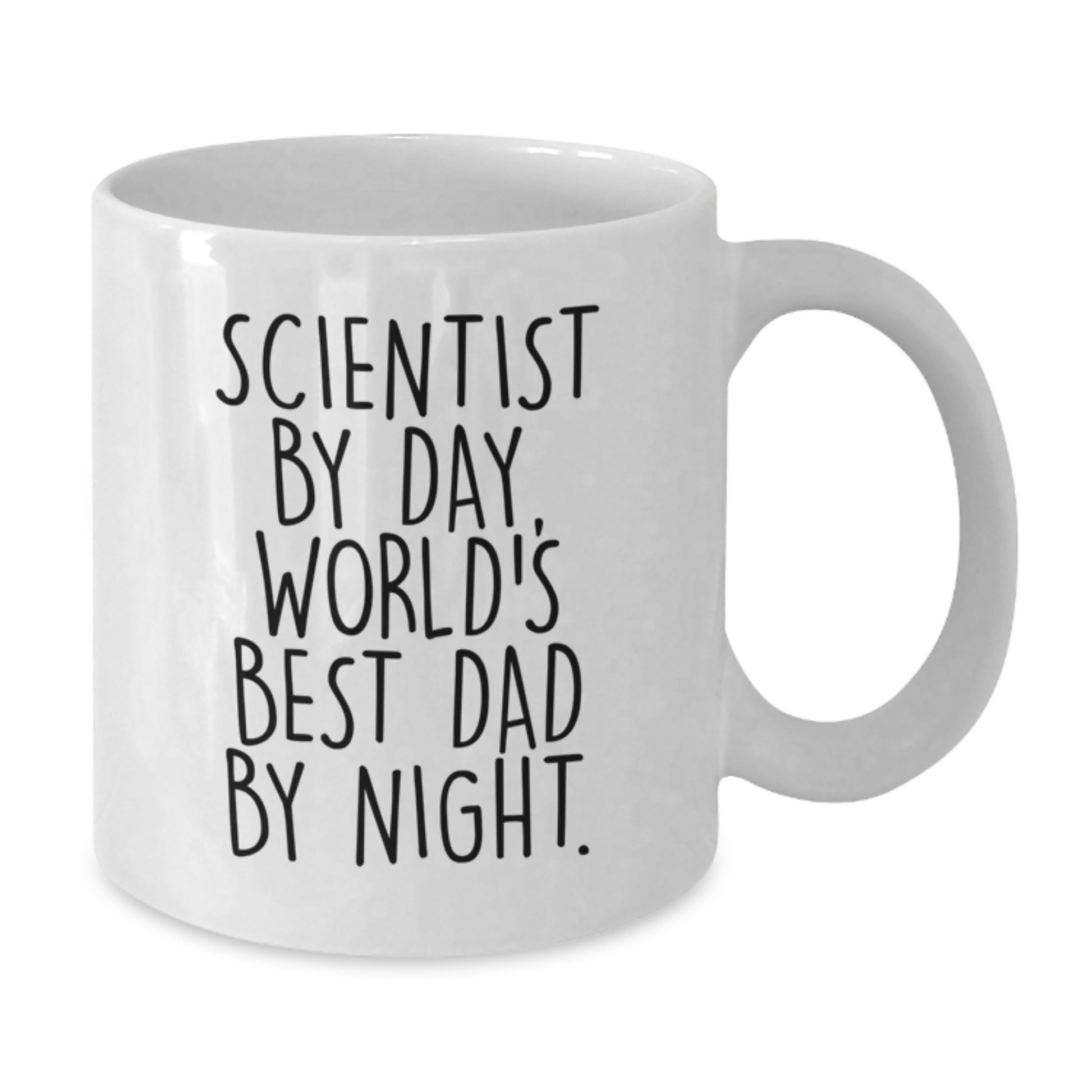 Funny Scientist Gifts for Men - White Coffee Mug Scientist By Day World's Best Dad Night - Christmas Unique Gifts from Dad to Son or Friend - Additional
