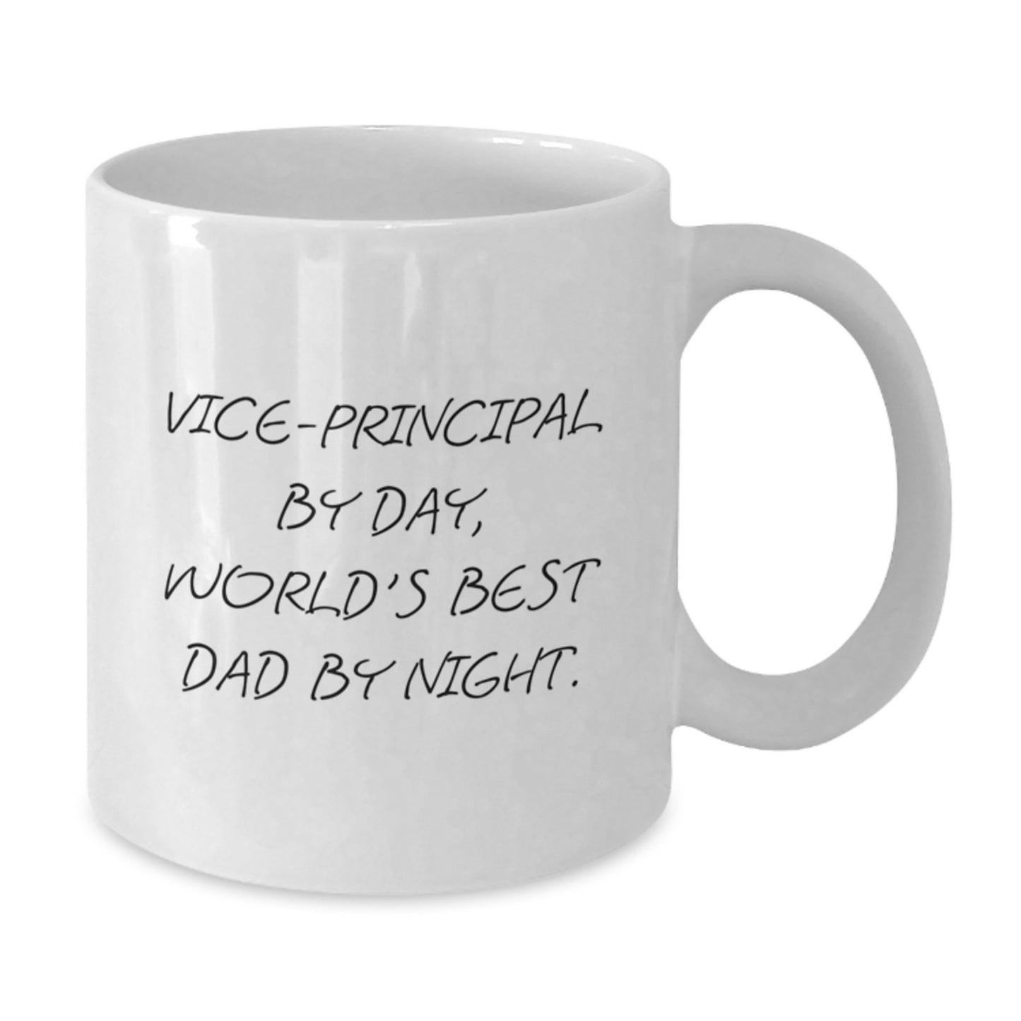 Funny Vice-Principal Gifts for Men, White Coffee Mug, Vice-Principal By Day, World's Best Dad By Night. Christmas Unique Gifts from Family - Additional