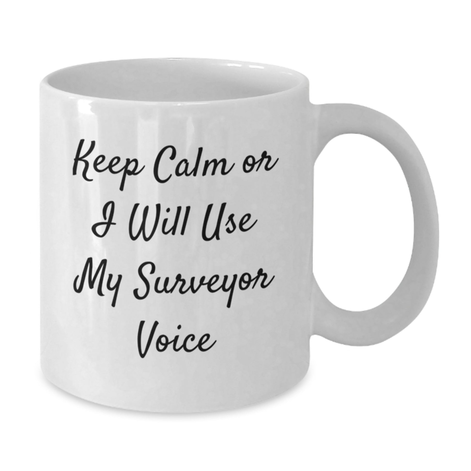 Funny Surveyor Gifts for Surveyor Friends - Keep Calm Or I Will Use My Surveyor Voice White Coffee Mug Gifts from Men to Surveyor - Additional
