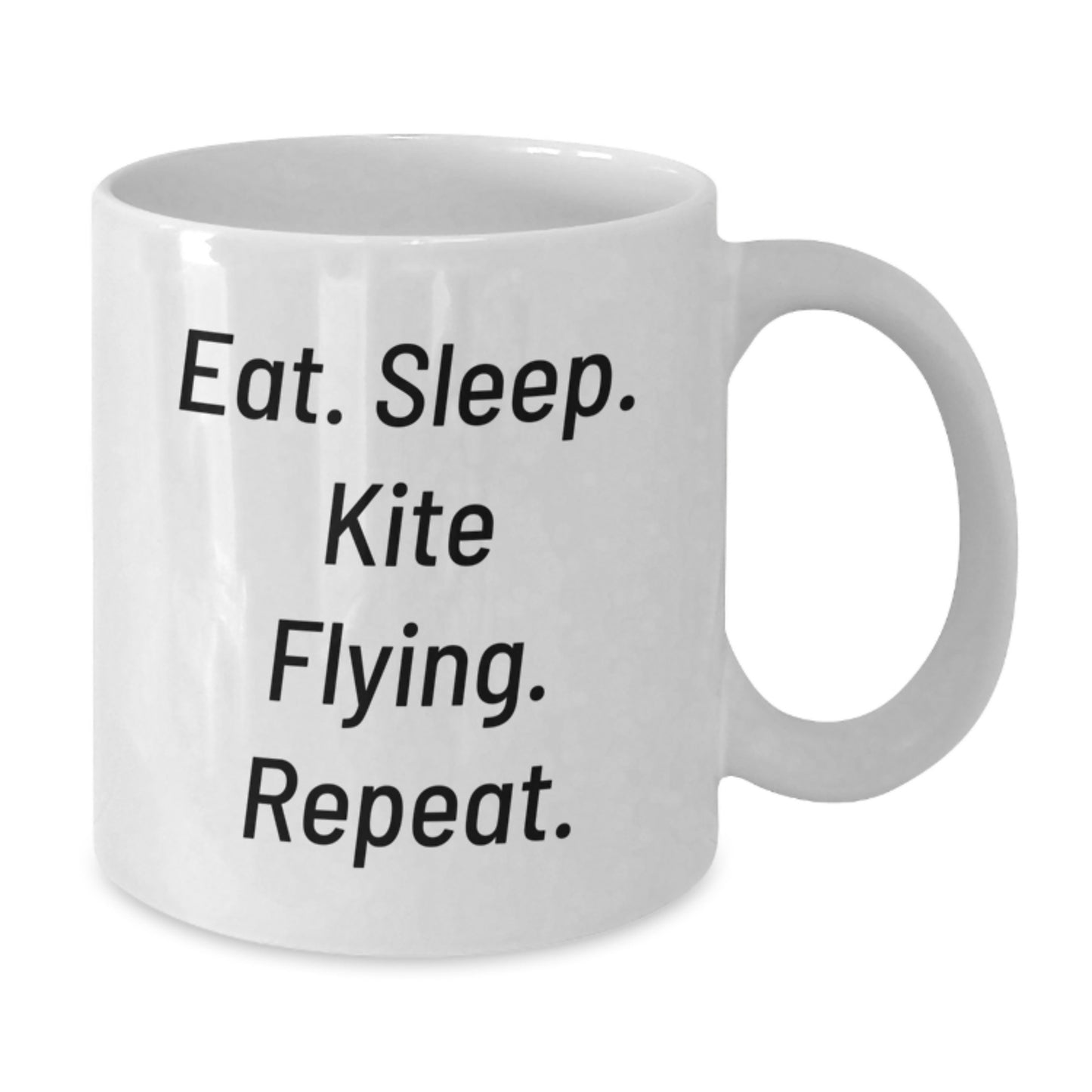 Kite Flying Enthusiasts Gifts, Eat. Sleep. Kite Flying. Repeat., Funny White Coffee Mug for Graduation, Gifts from Friends to Family - Additional