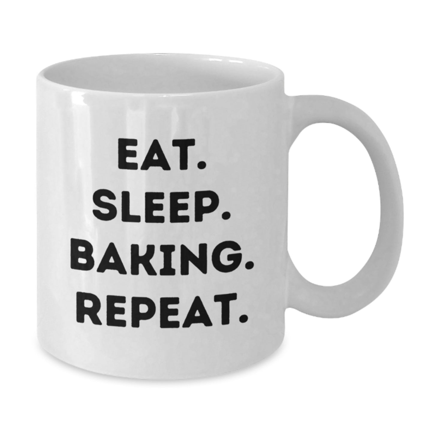 Funny Baking Gifts for Friends from Men, White Coffee Mug, Eat. Sleep. Baking. Repeat. Quote, Christmas Unique Presents - Additional