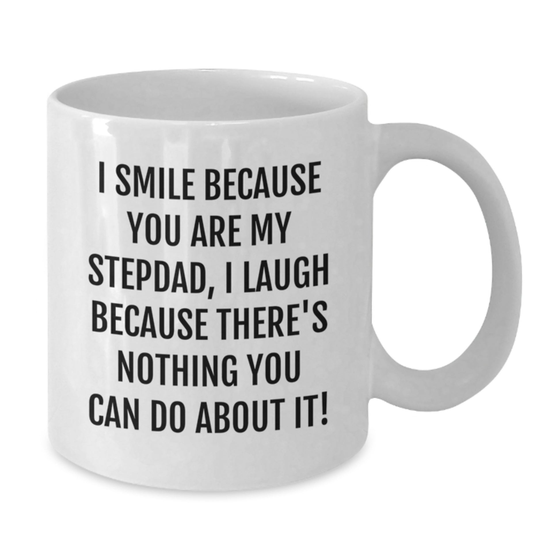 Funny Gifts for Stepdad White Coffee Mug I Smile Because You Are My Stepdad, I Laugh Because There's Nothing You Can Do About It! - Unique Christmas Unique Gifts for Men from Family - Additional