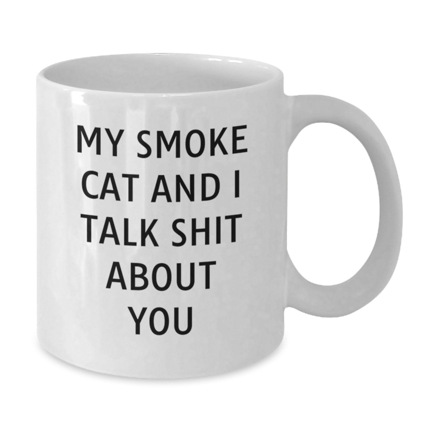 Funny Smoke Cat Gifts for Men Women Friends Family - My Smoke Cat And I Talk Shit About You White Coffee Mug for Christmas - Additional