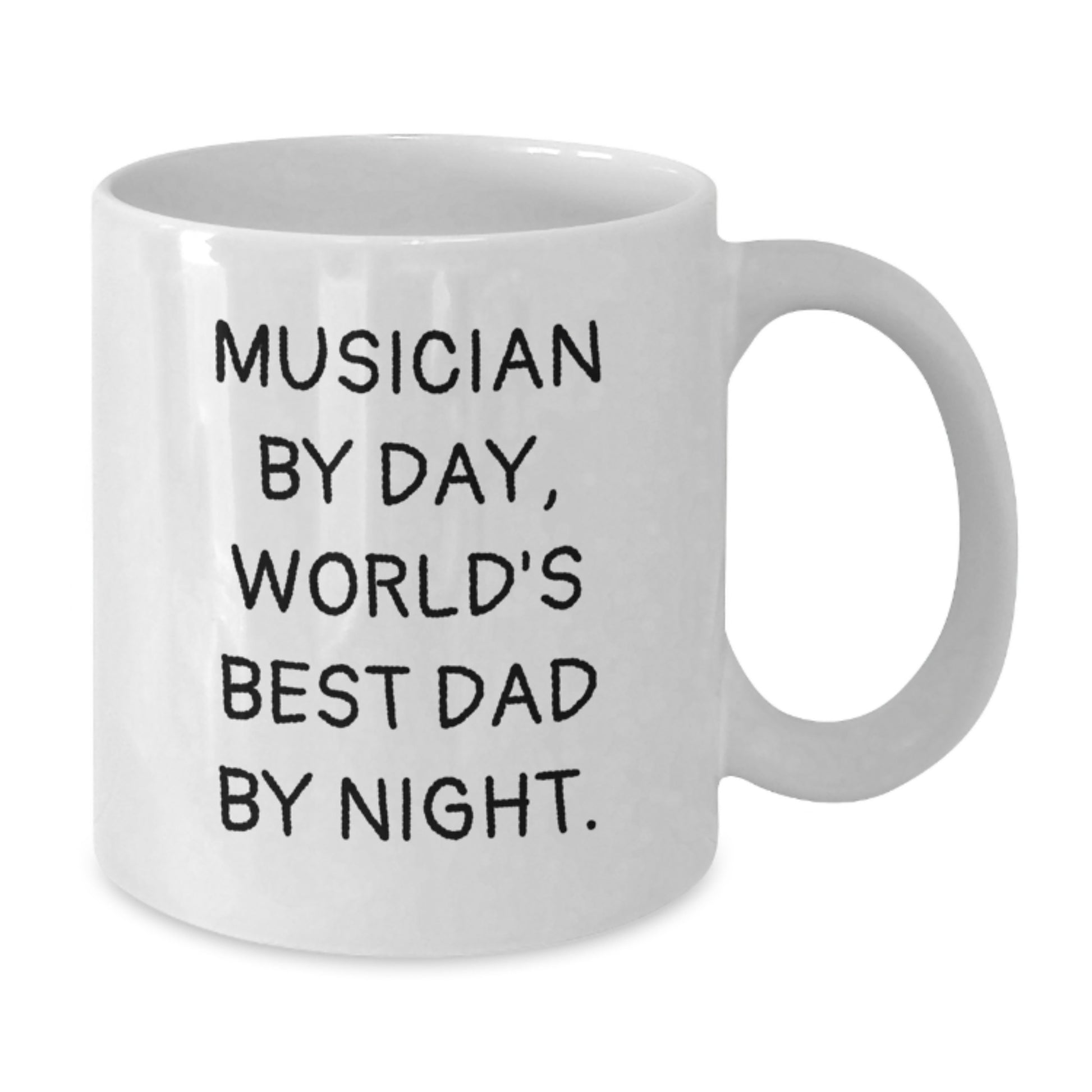 Funny Musician Gifts for Dad, White Coffee Mug - Musician By Day, World's Best Dad By Night. - Additional