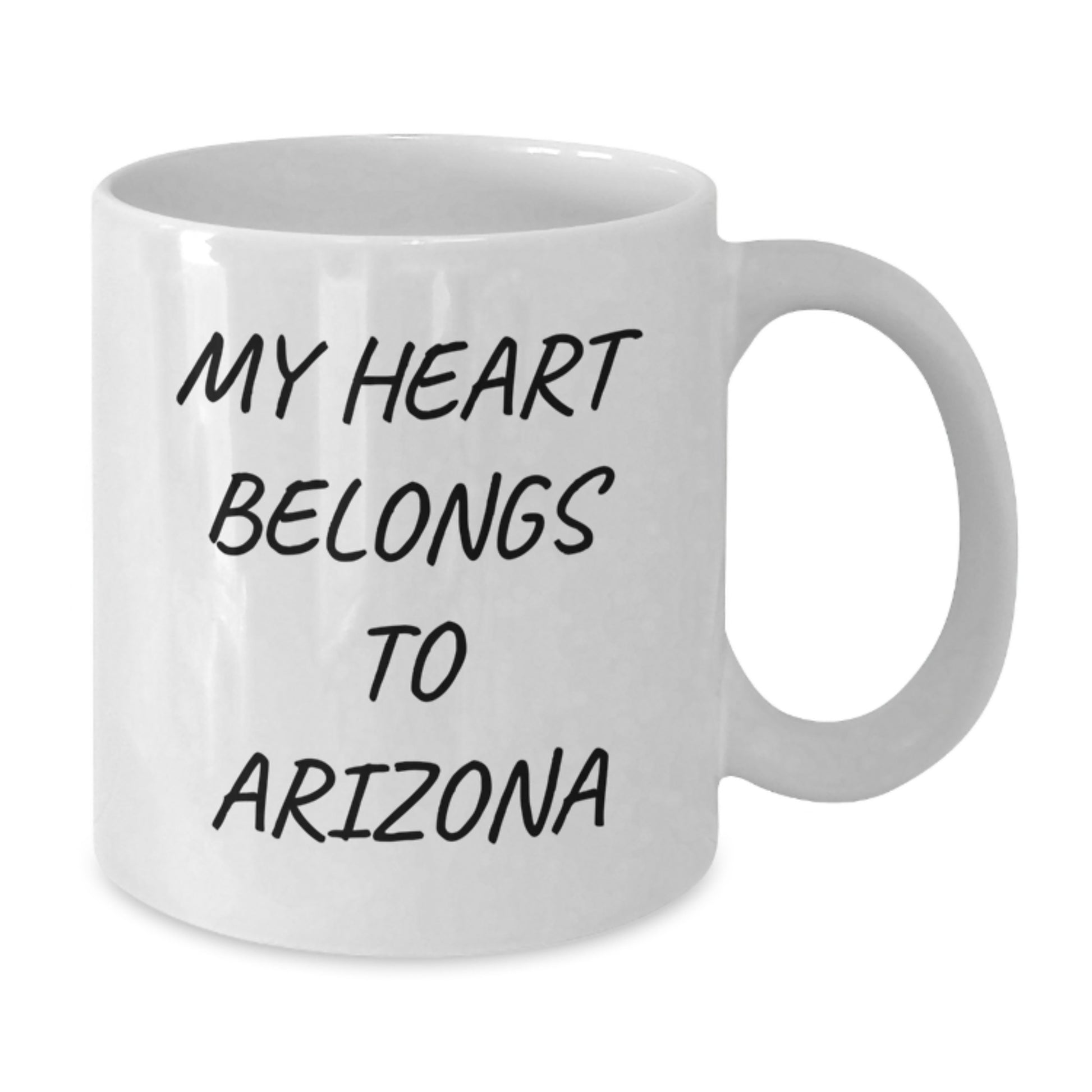 Funny Arizona White Coffee Mug, 'My Heart Belongs To Arizona' Quote, Gifts for Arizona Enthusiasts, Birthday Unique Gifts from Friends, Unique White Coffee Mugs for Arizona Lovers - Additional