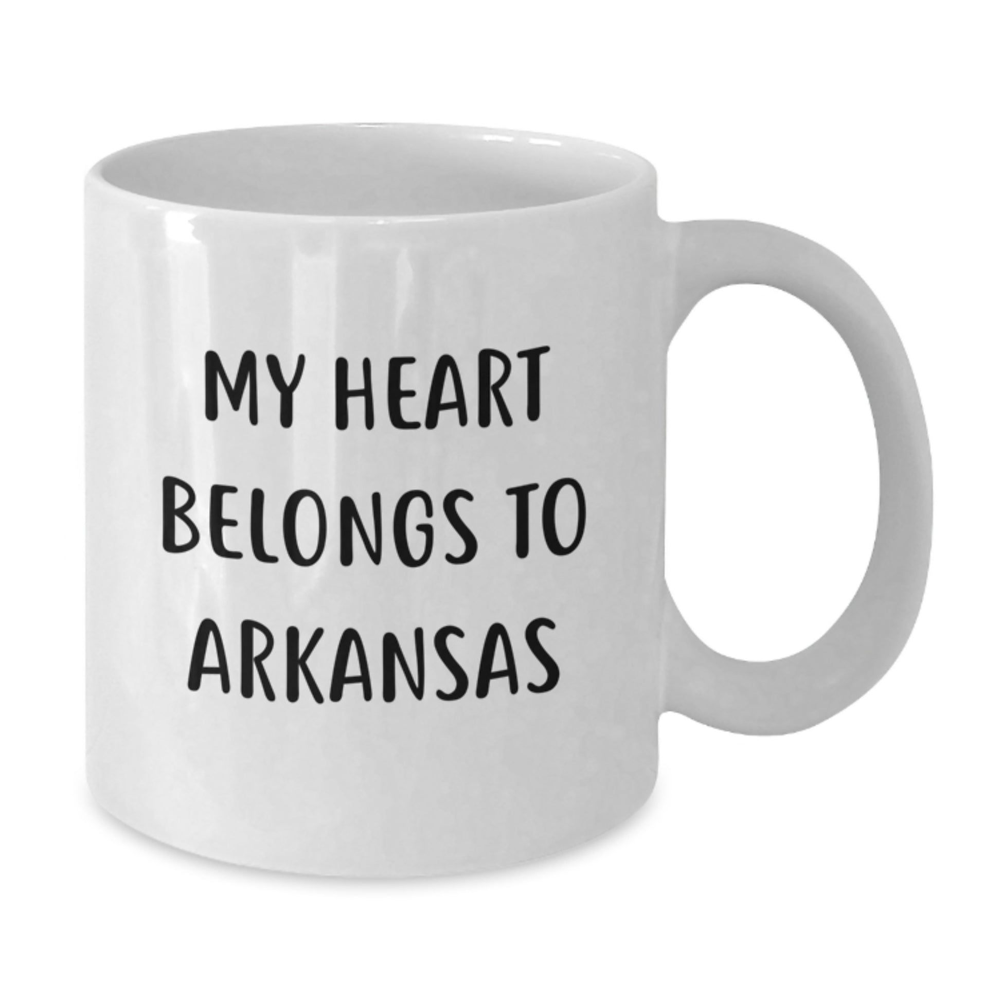 Funny Arkansas Gifts: White Coffee Mugs with My Heart Belongs To Arkansas Quote, Perfect for Arkansas Lovers, Birthday Unique Gifts from Friends, Gifts for Arkansas Women, Unique Arkansas Mugs - Additional