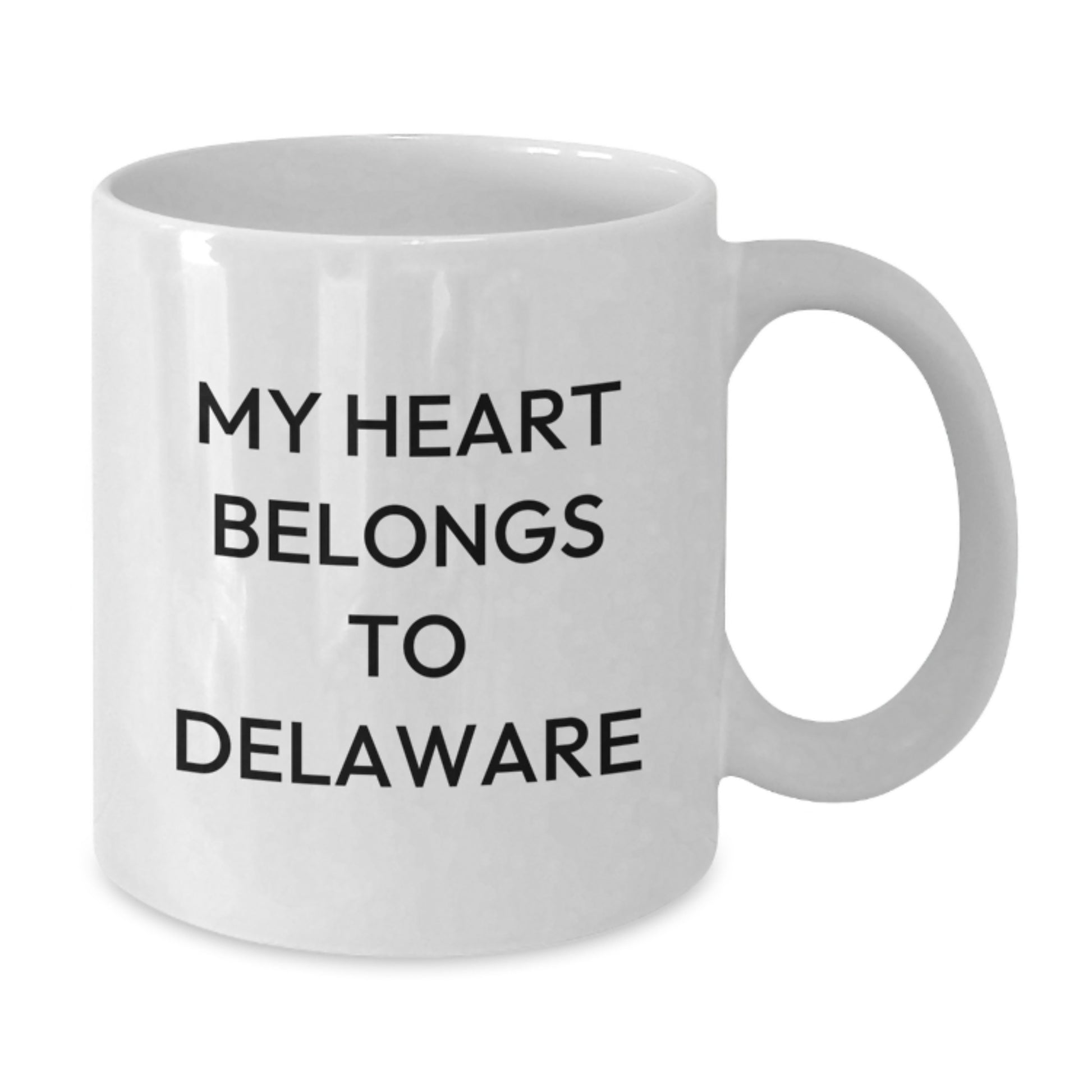 Funny Delaware Gifts from Friends and Family - 'My Heart Belongs To Delaware' White Coffee Mug, Unique Birthday Unique Gifts for Delaware Lovers - Additional