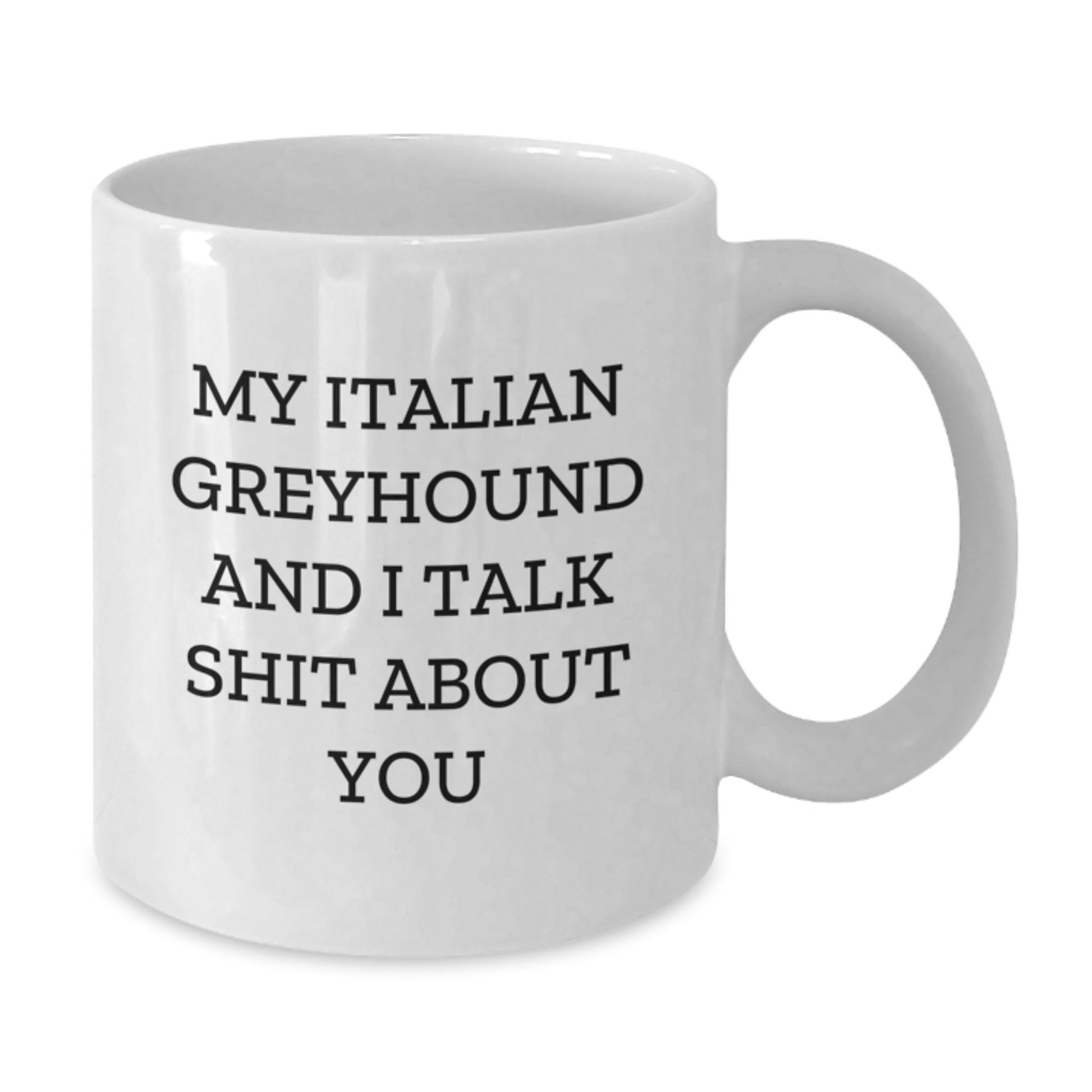 Funny Italian Greyhound Dog Gifts for Mom, Unique White Coffee Mug for Italian Greyhound Dog Lover, My Italian Greyhound And I Talk Shit About You Quote - Additional
