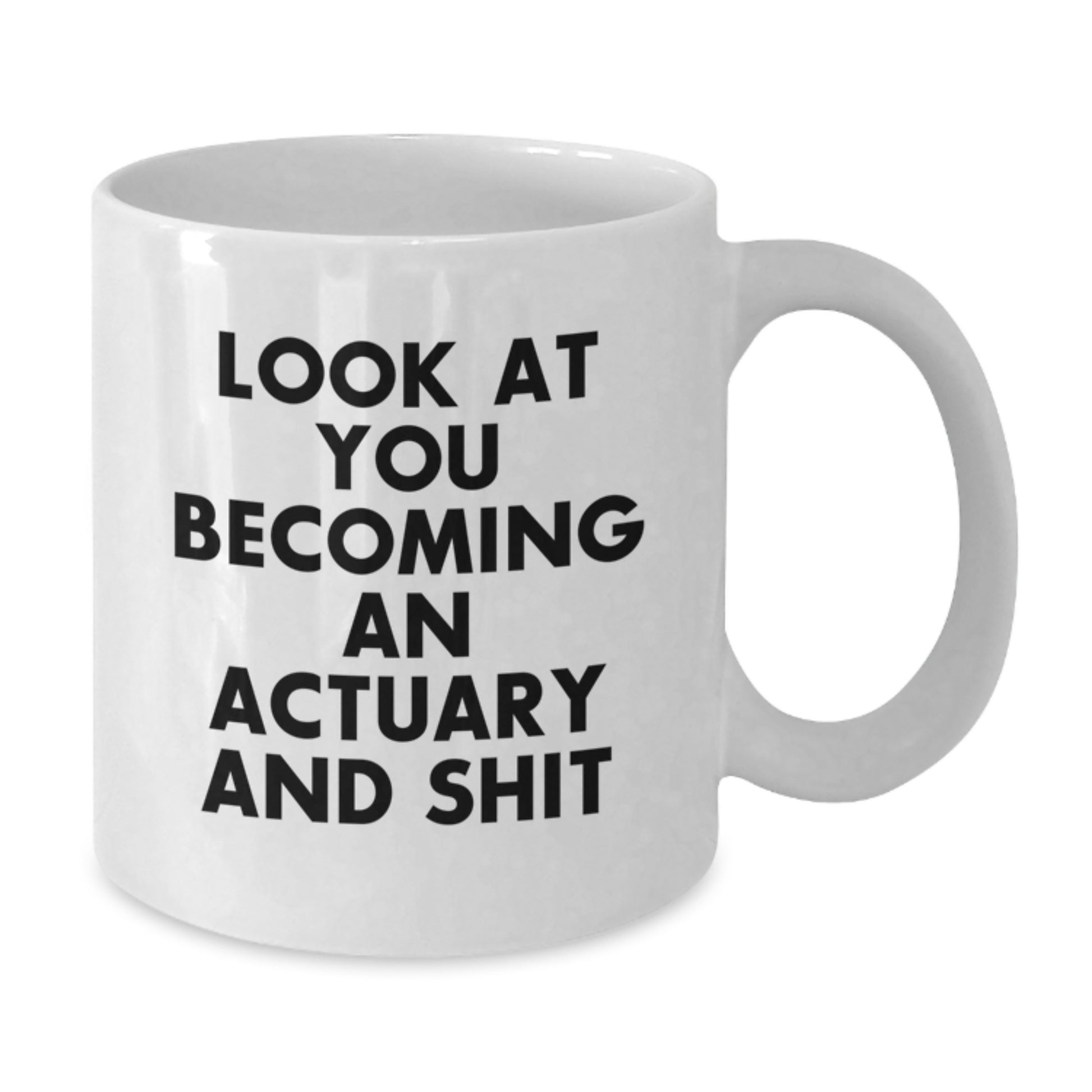 Funny Actuary Gifts from Friends, Actuary White Coffee Mug for Graduate Men, 'Look At You Becoming An Actuary And Shit' - Additional
