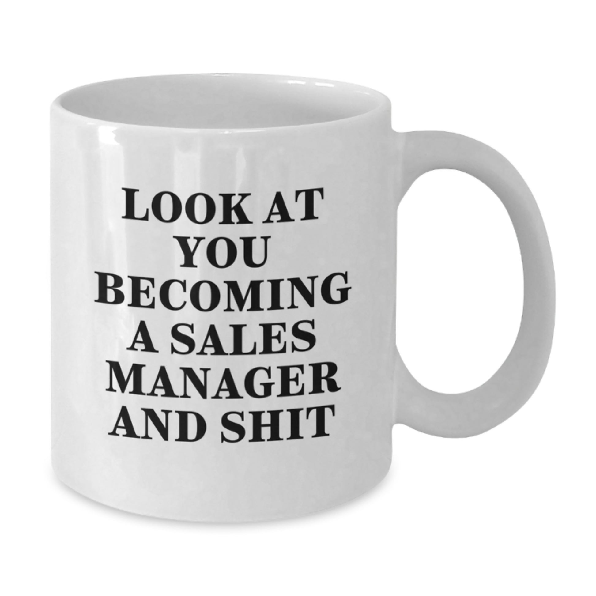 Funny Sales Manager Gifts, White Coffee Mug for Graduation, Unique Gifts from Friends, Family, Coworkers, 'Look At You Becoming A Sales Manager And Shit' Motivational Mug - Additional