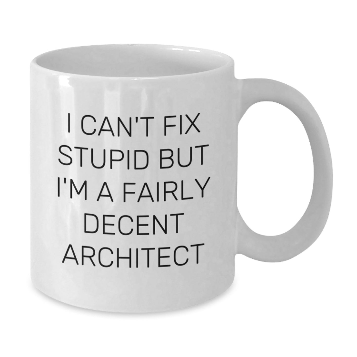 Funny Architect Gifts for Men, White Coffee Mug with I Can't Fix Stupid But I'm A Fairly Decent Architect Quote, Great Christmas Unique Gifts from Family to Friends - Additional