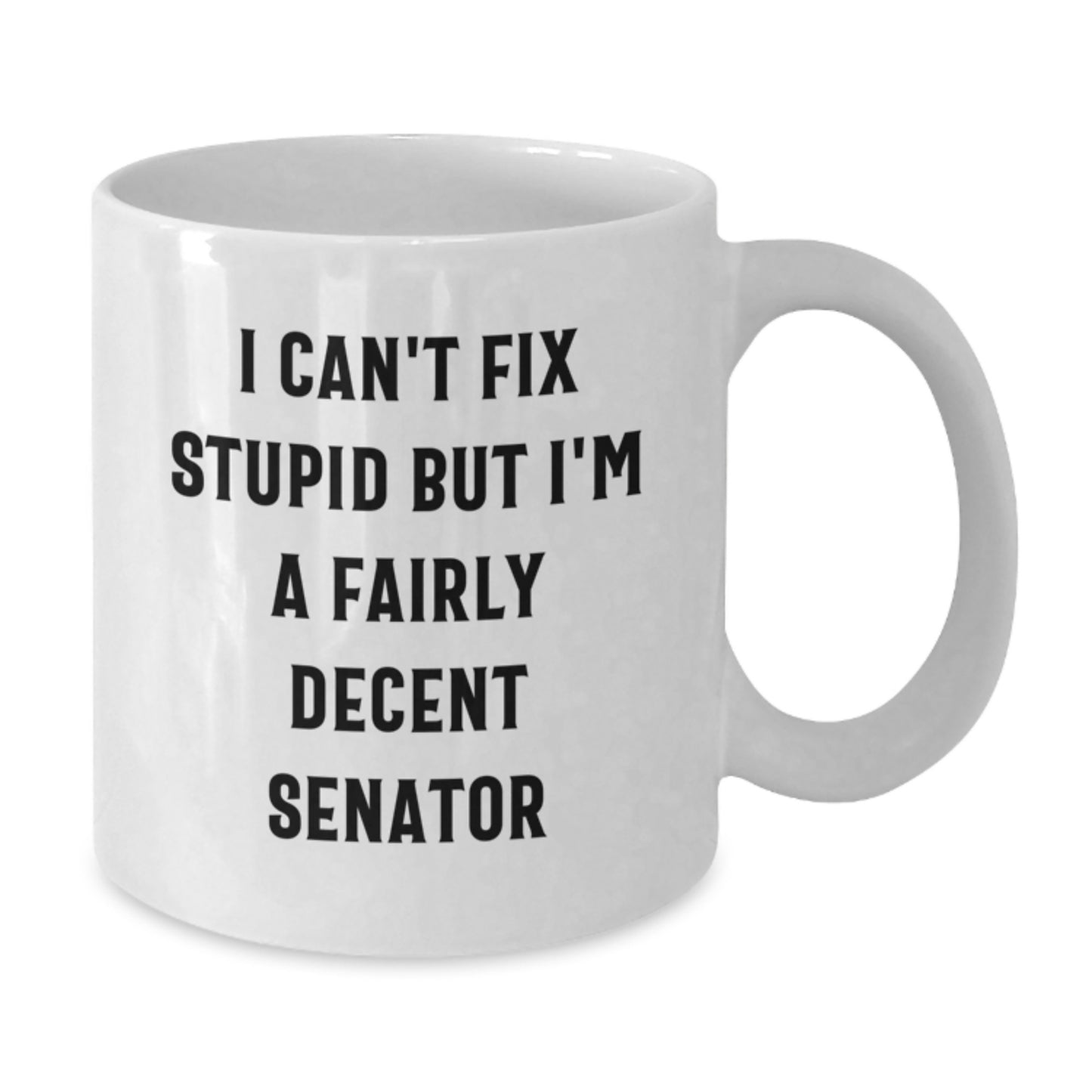 Funny Senator Gifts, Unique White Coffee Mug for Senator, I Can't Fix Stupid But I'm A Fairly Decent Senator Quote, Gifts from Friends for Senator, Perfect for Graduation Unique Gifts - Additional