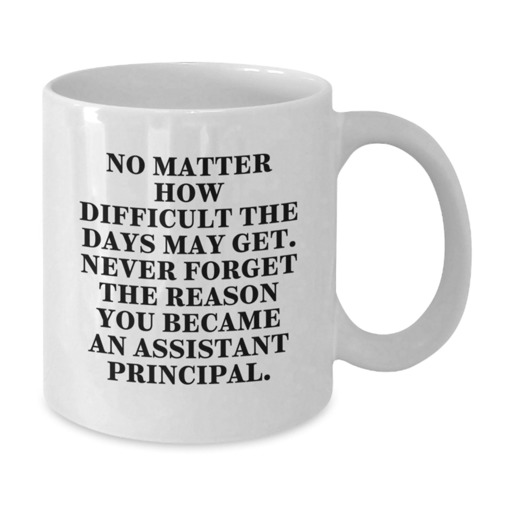 Funny Gifts from Family to Assistant Principal White Coffee Mug, Birthday Unique Gifts for Men in White Color, Inspirational Quote about Never Giving Up - Assistant Principal - Additional