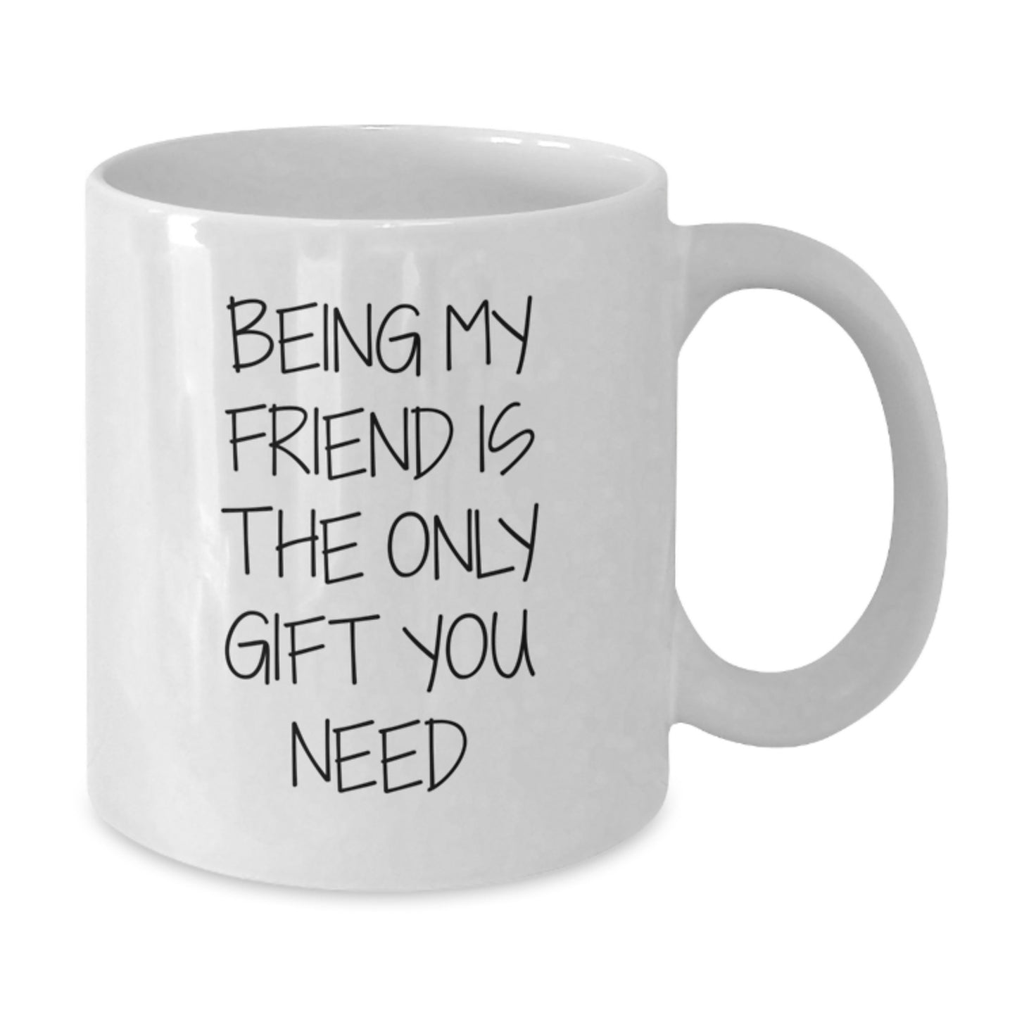 Funny Quotes Gifts from Friends to Friend on Valentine's Unique White Coffee Mugs, 'Being My Friend Is The Only Gift You Need' - Additional