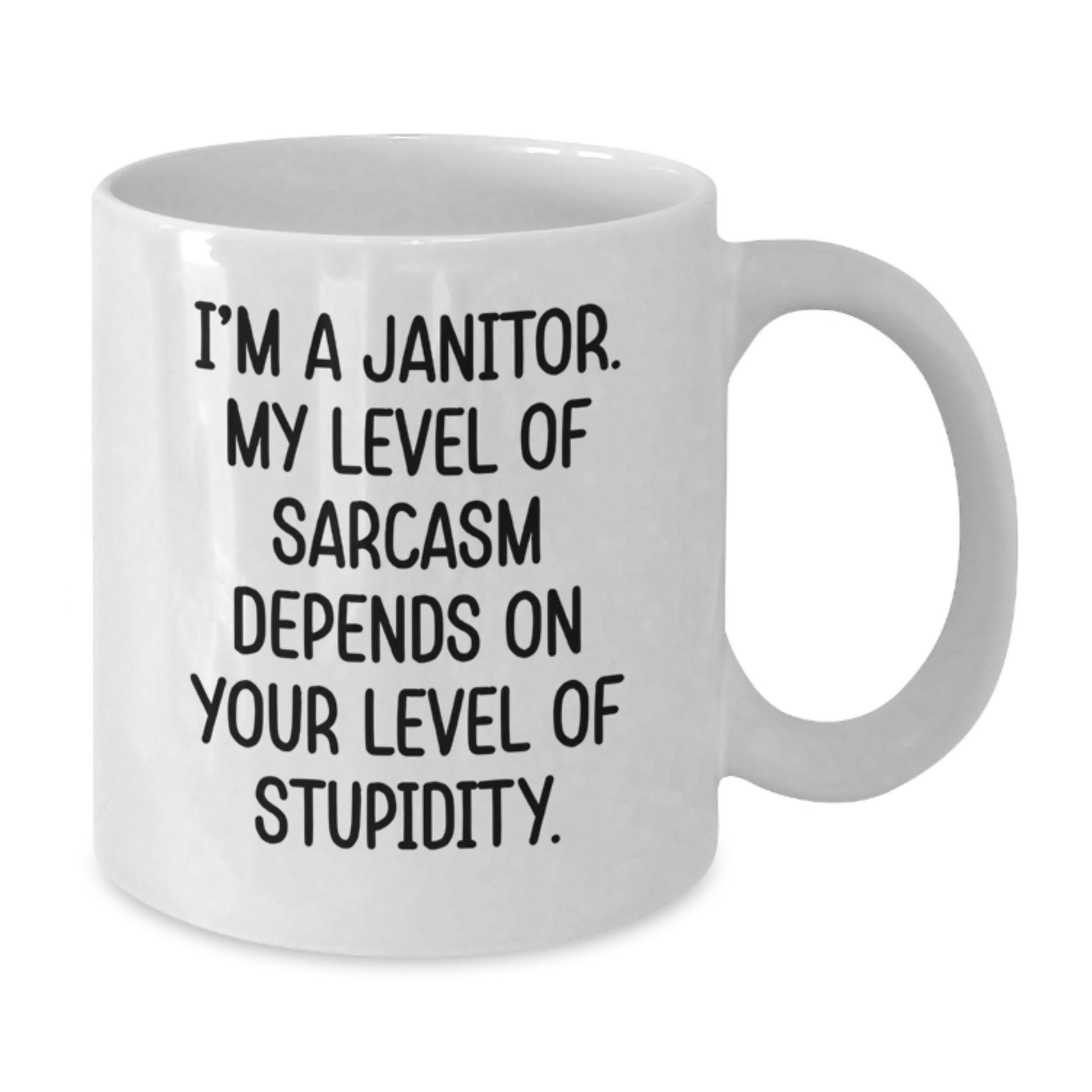 Funny Janitor Gifts for Men, White Coffee Mug with Graduation Unique Gifts, 'I'm A Janitor My Level Of Sarcasm', Gifts from Friends - Additional