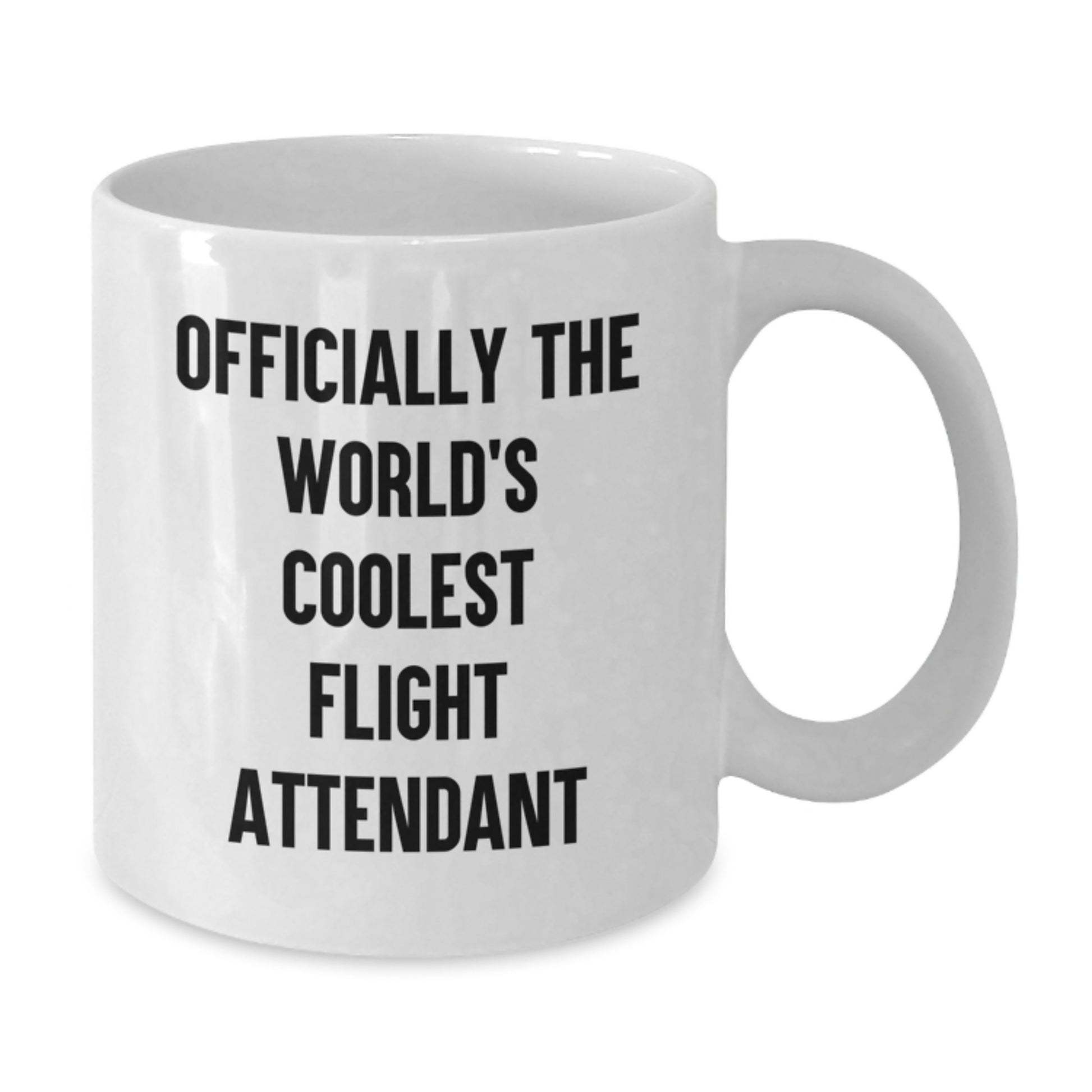 Funny Flight Attendant Gifts from Friends - White Ceramic Coffee Mug for Graduation Celebration - 'Officially The World's Coolest Flight Attendant' - Additional