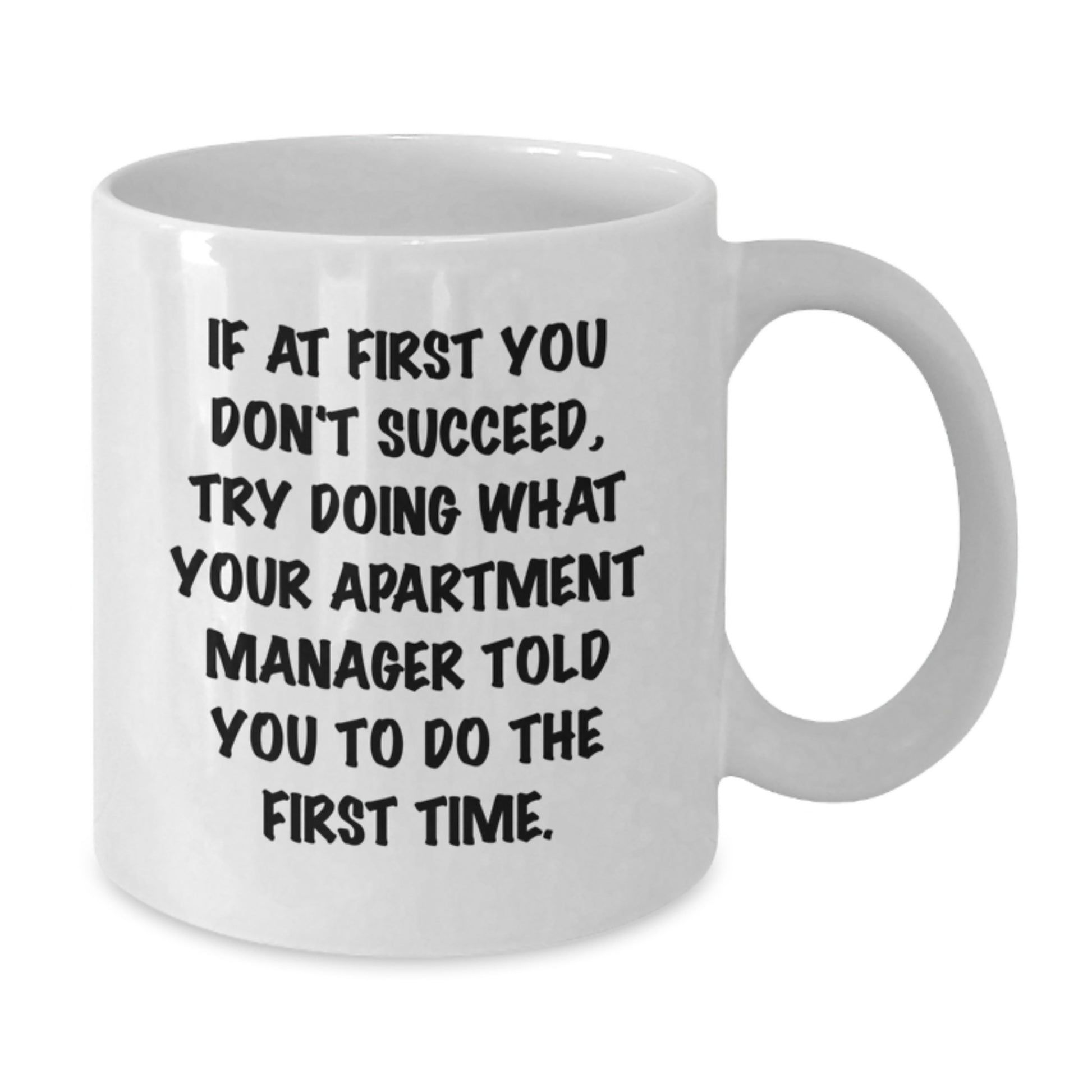 Funny Apartment Manager Gifts for Birthday from Friends - 'If At First You Don't Succeed, Try Doing What Your Apartment Manager Told You To Do The First Time.' White Coffee Mug - Additional