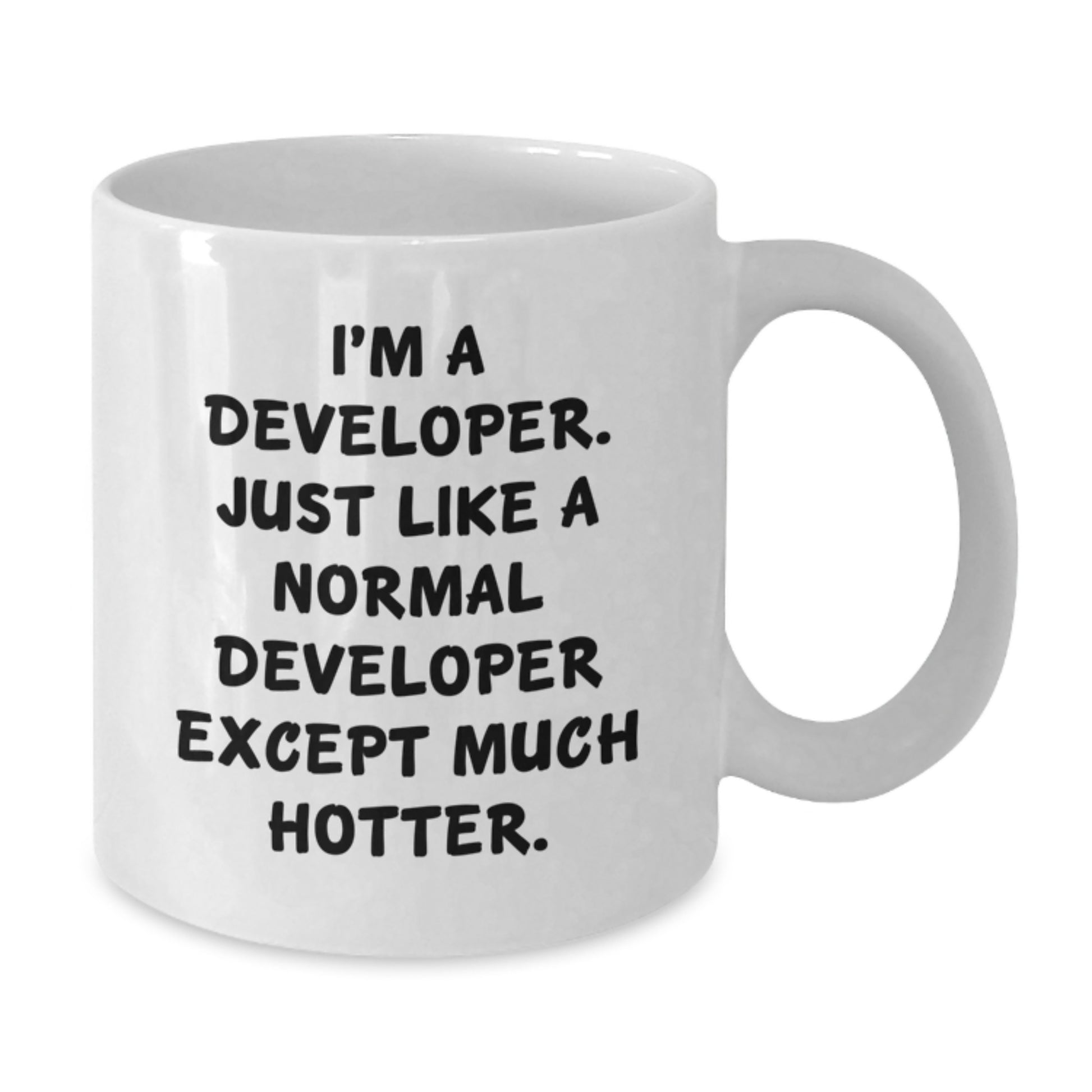 Funny Developer Mug Gifts from Friends for Mom This Mother's Day, Unique White Coffee Mug for Developer Enthusiasts, I'm A Developer. Just Like A Normal Developer Except Much Hotter. - Additional