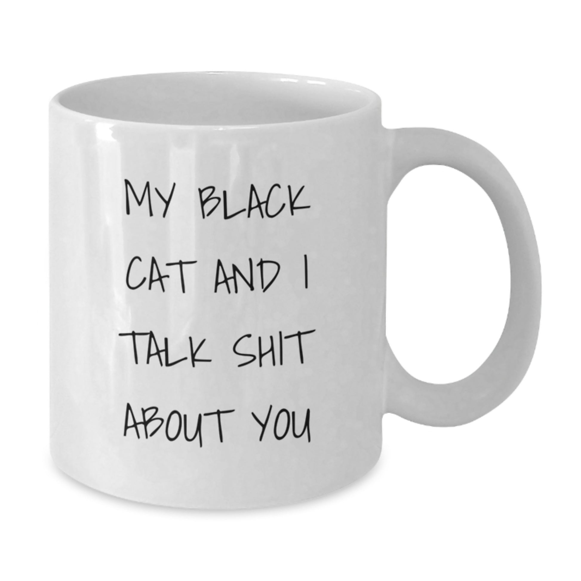 Funny Black Cat White Coffee Mug Gifts for Black Cat Lovers from Friends - My Black Cat And I Talk Shit About You - Additional