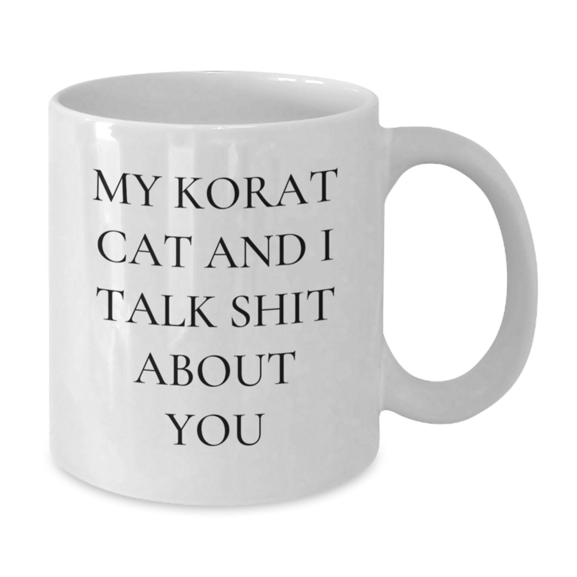 Funny Korat Cat Gifts for Men Women Friends Family - White Coffee Mug, 'My Korat Cat And I Talk Shit About You' - Additional